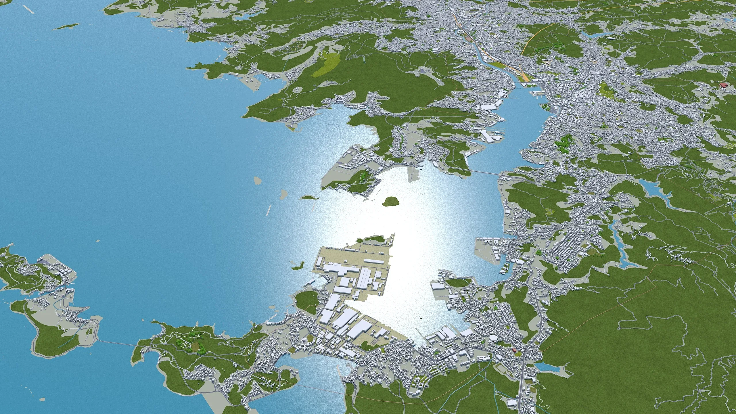 Nagasaki City Japan 3D Model 60KM