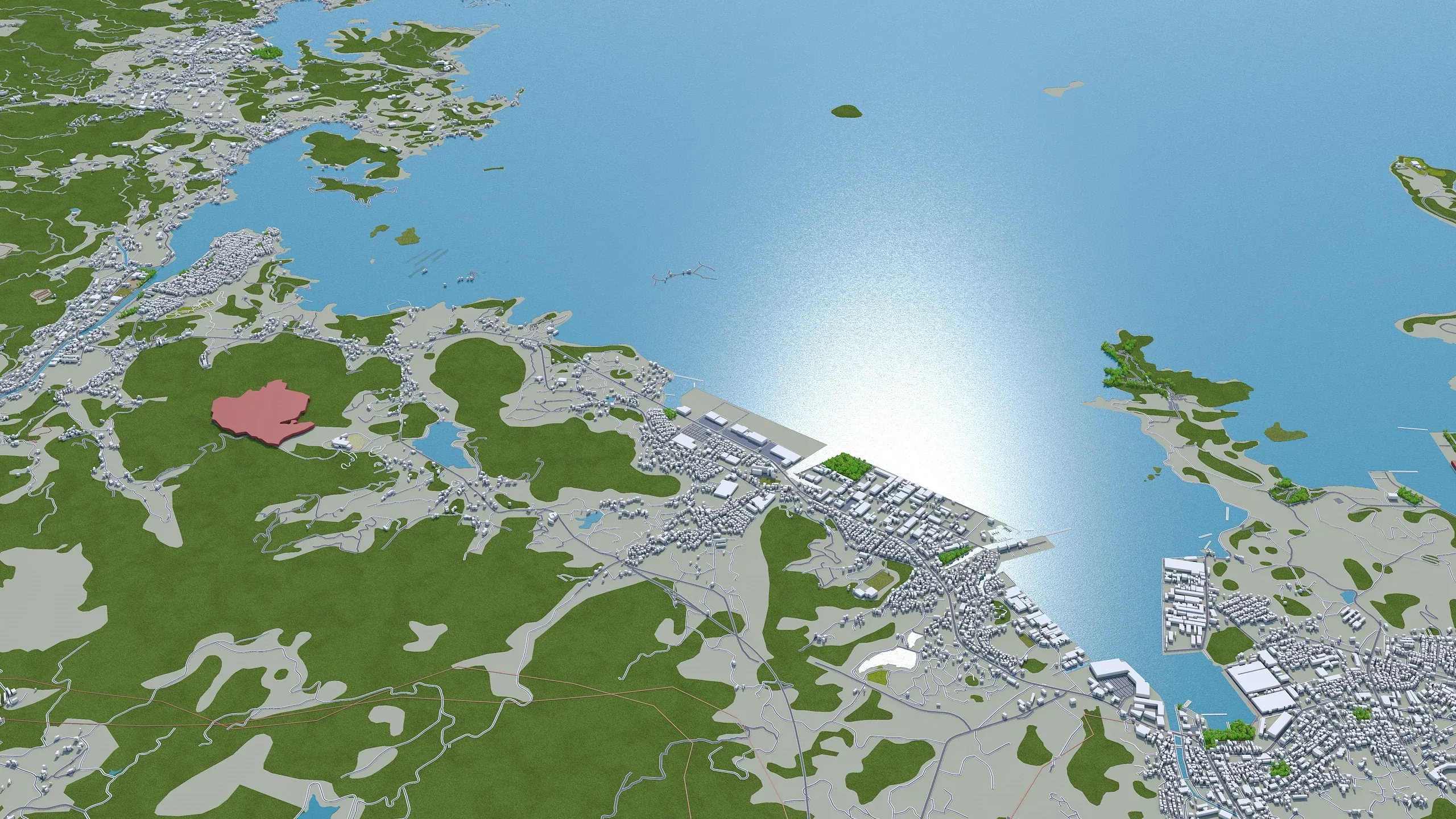 Nagasaki City Japan 3D Model 60KM