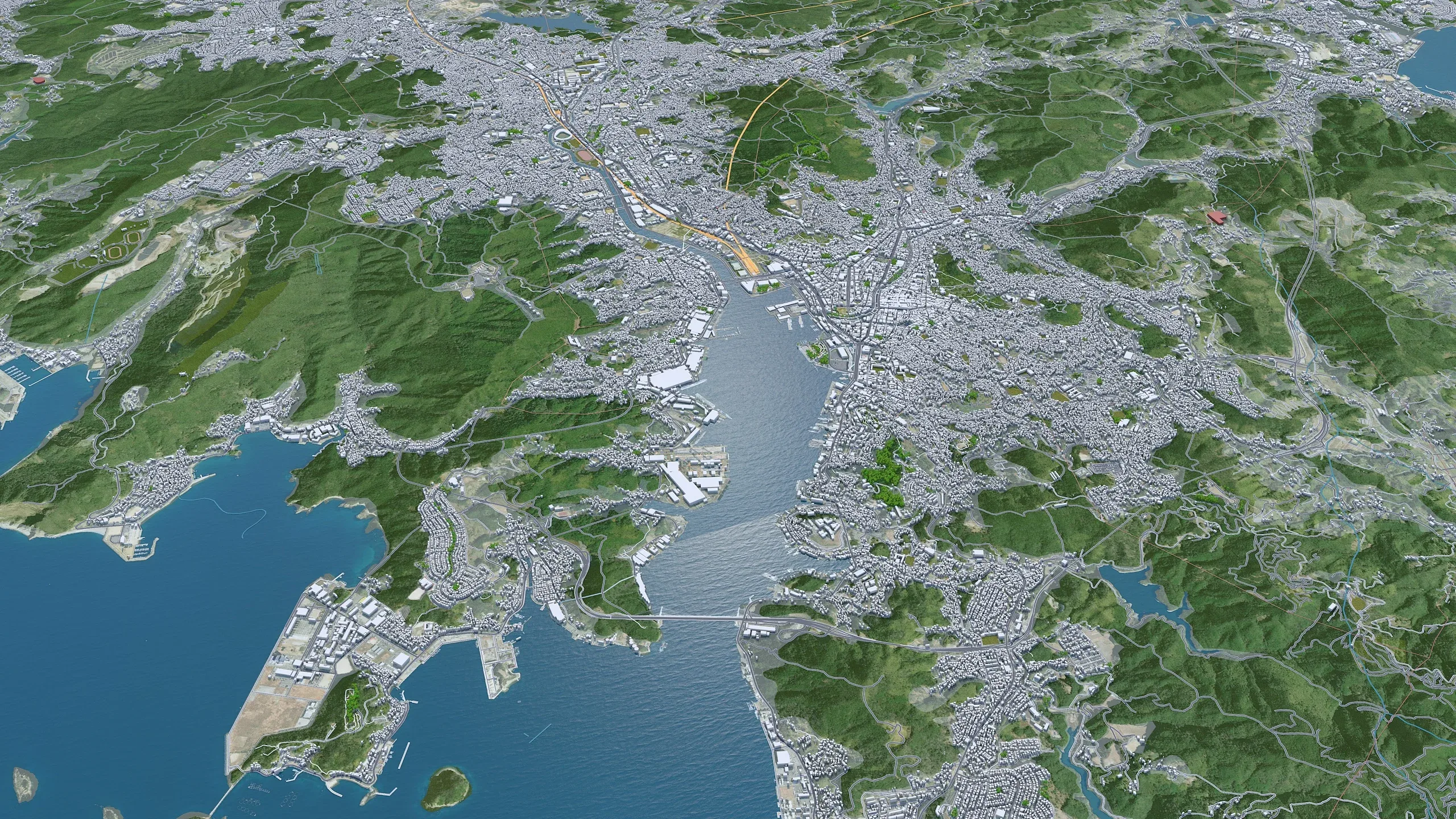 Nagasaki City Japan 3D Model 60KM
