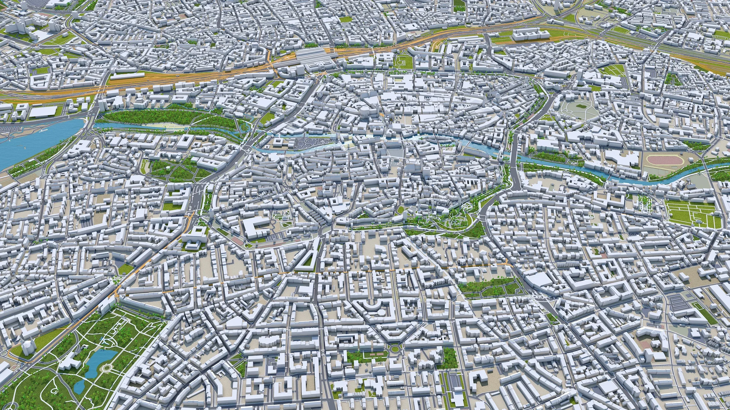 Nuremberg Downtown City Germany 3D Model 8KM