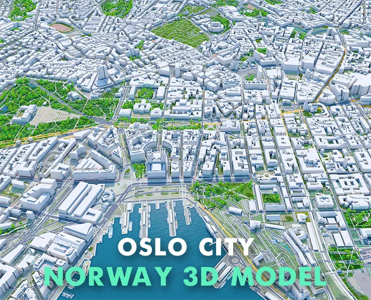 Oslo City Norway 3D Model 30km
