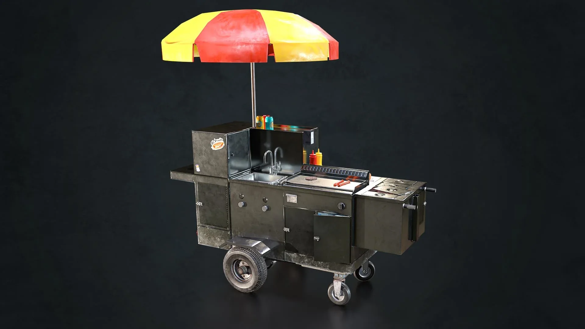 Hot Dog Cart 3d Model - Game Ready