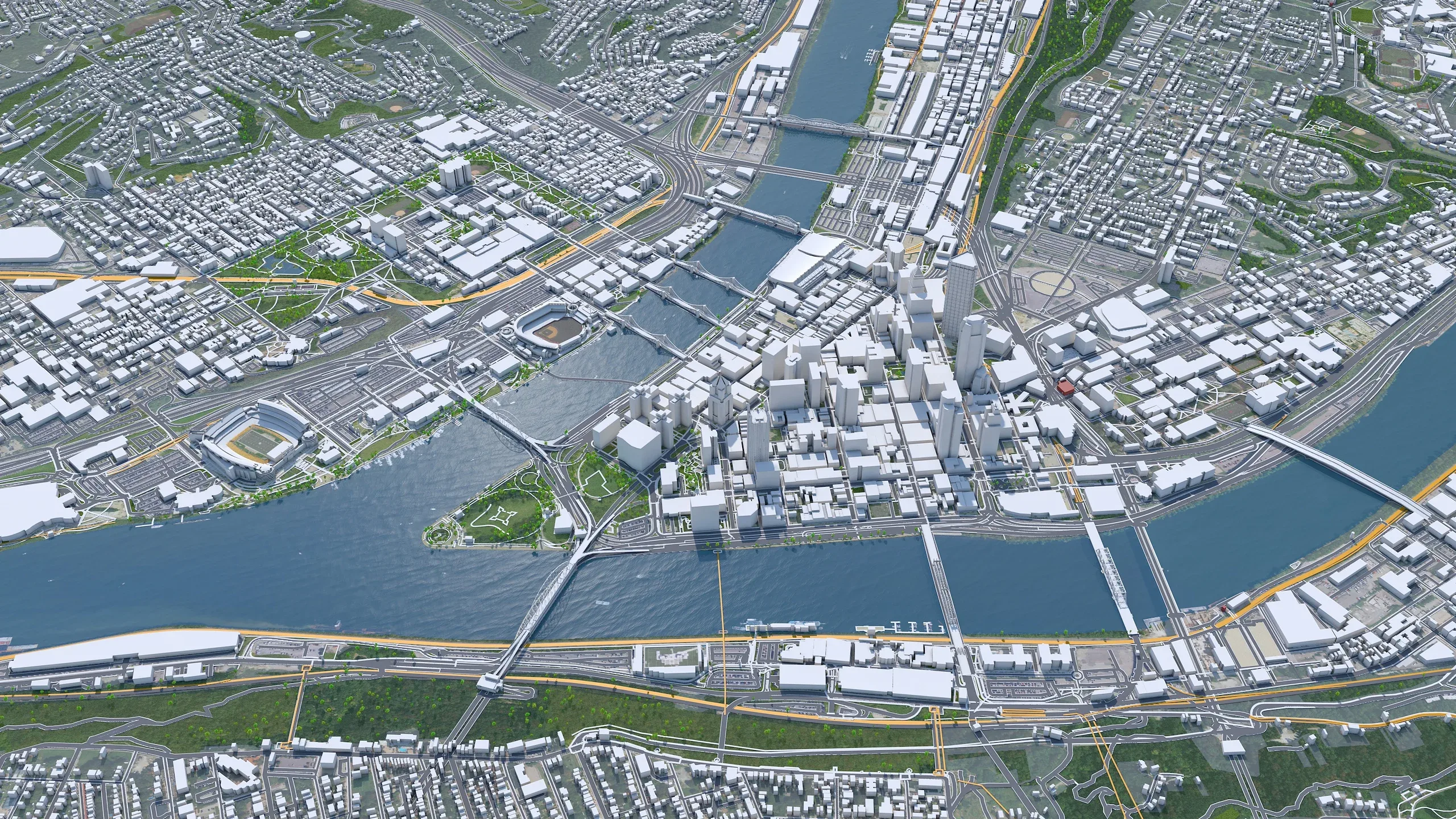 Pittsburgh City Pennsylvania 3D Model 30 KM