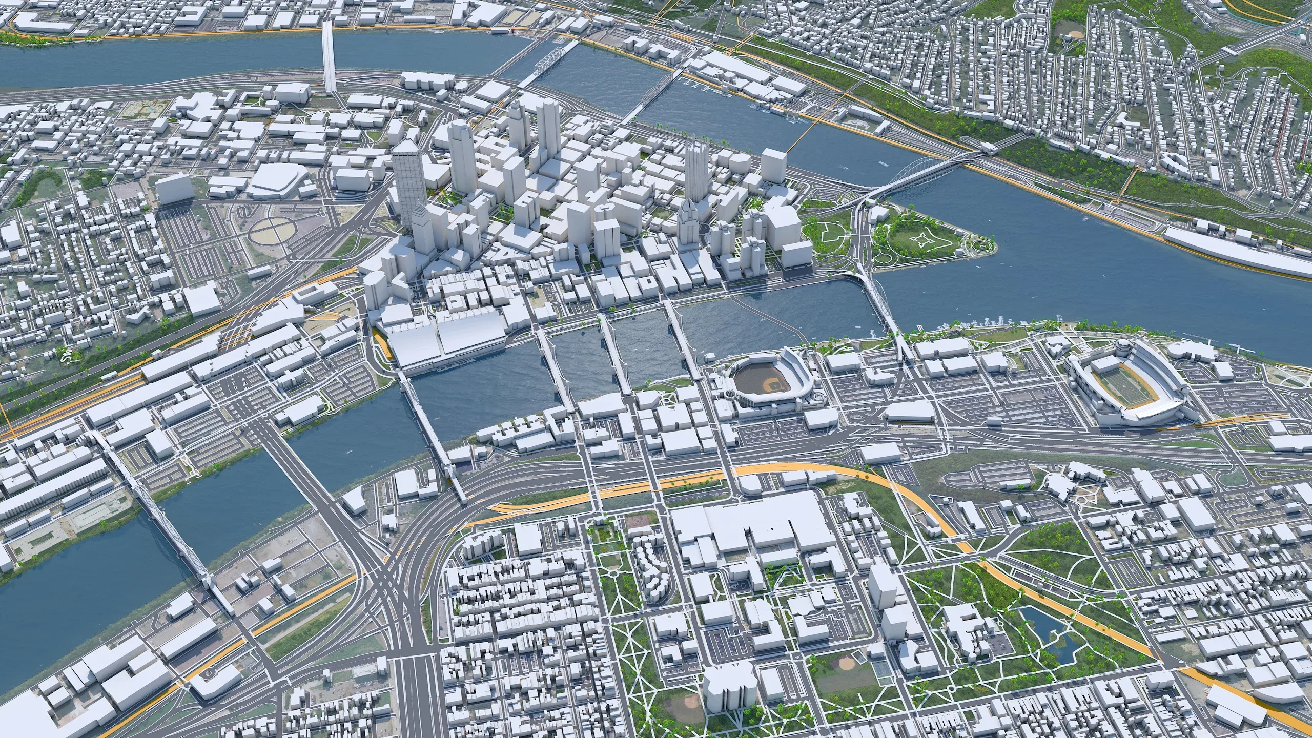 Pittsburgh City Pennsylvania 3D Model 30 KM