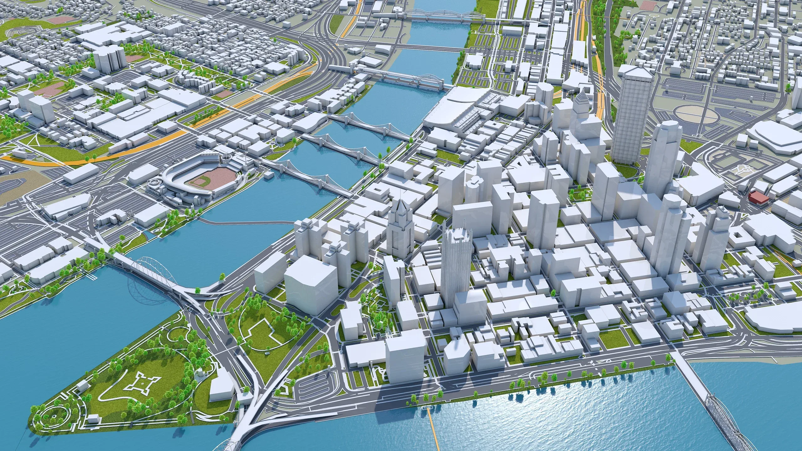 Pittsburgh City Pennsylvania 3D Model 30 KM