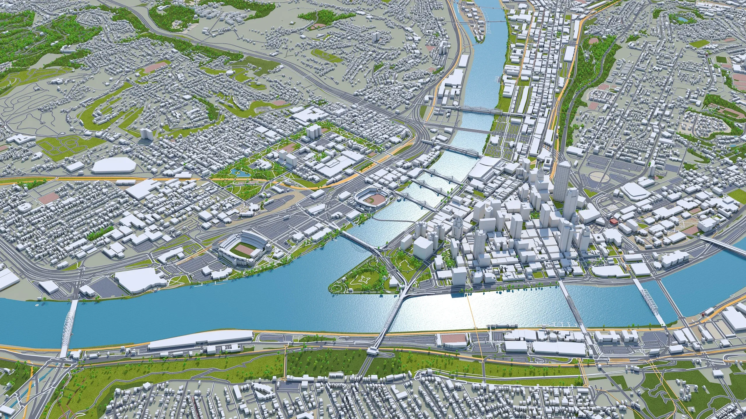 Pittsburgh City Pennsylvania 3D Model 30 KM