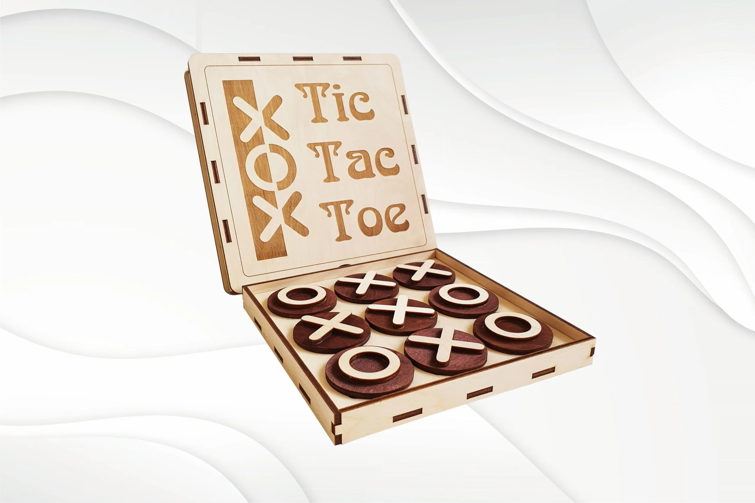 Tic Tac Toe svg files, bilateral pattern game for laser cut.