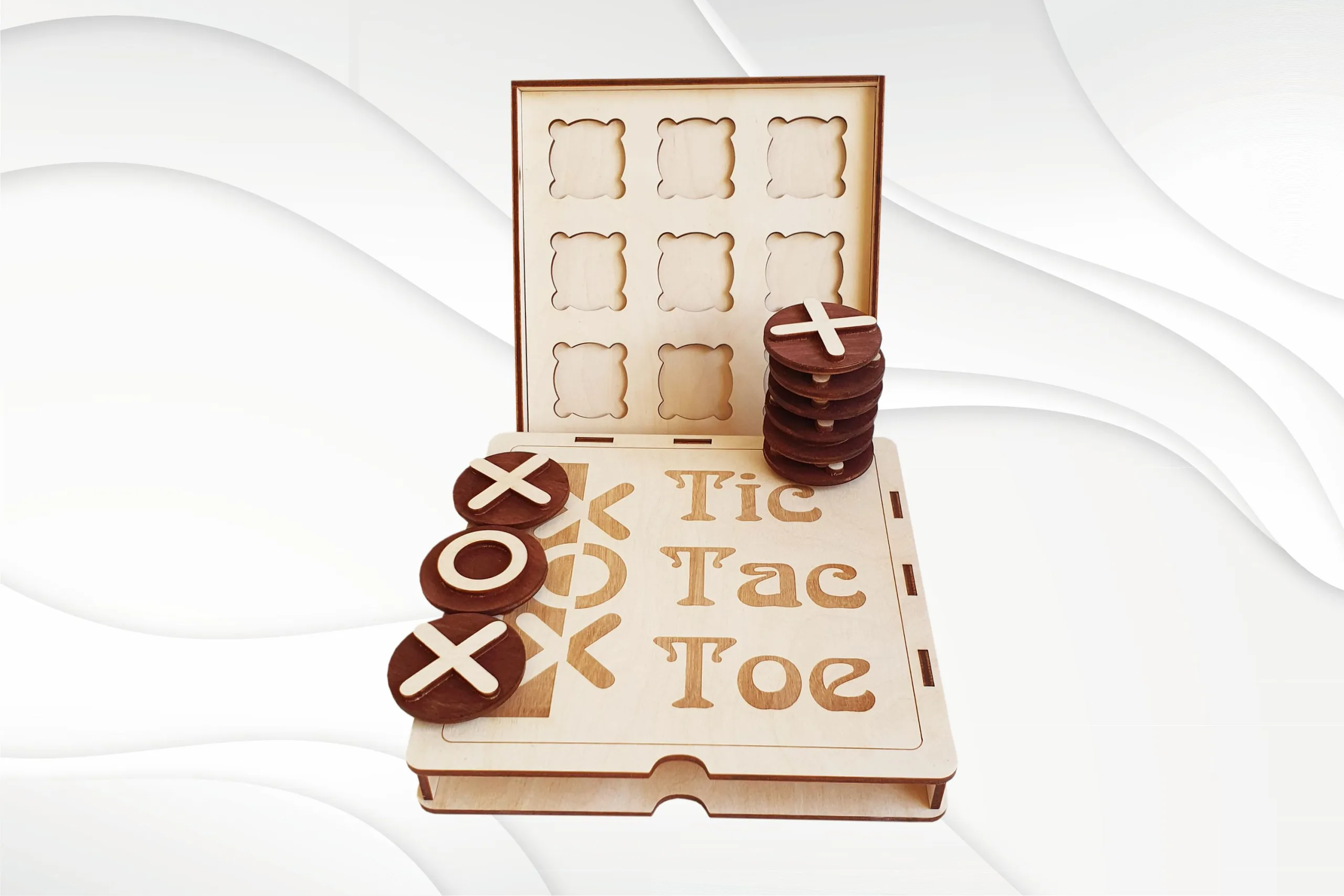 Tic Tac Toe svg files, bilateral pattern game for laser cut.