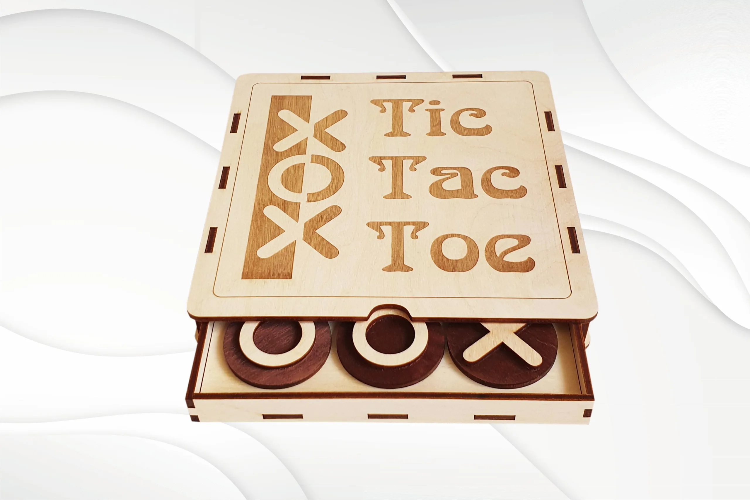 Tic Tac Toe svg files, bilateral pattern game for laser cut.