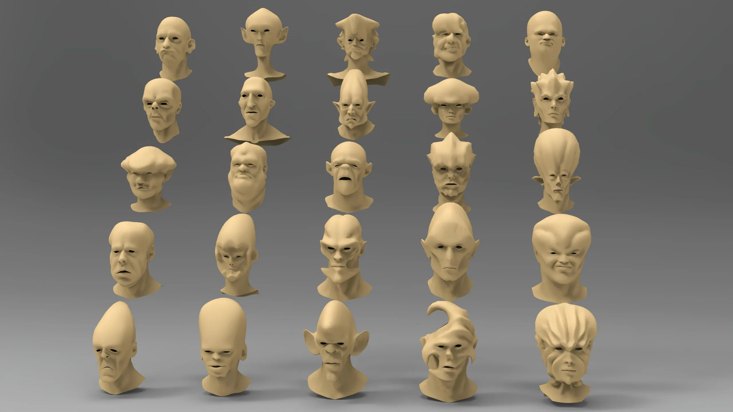 25 Basemesh creature head collection-1