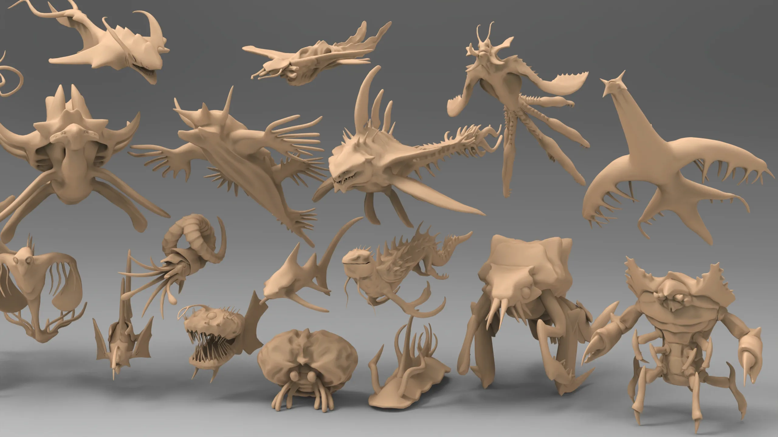 25 Basemesh Sea Creature Collection Flippednormals