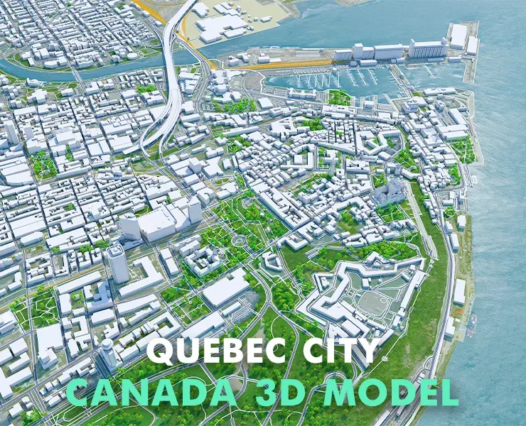 Quebec City Canada 3D Model 80km