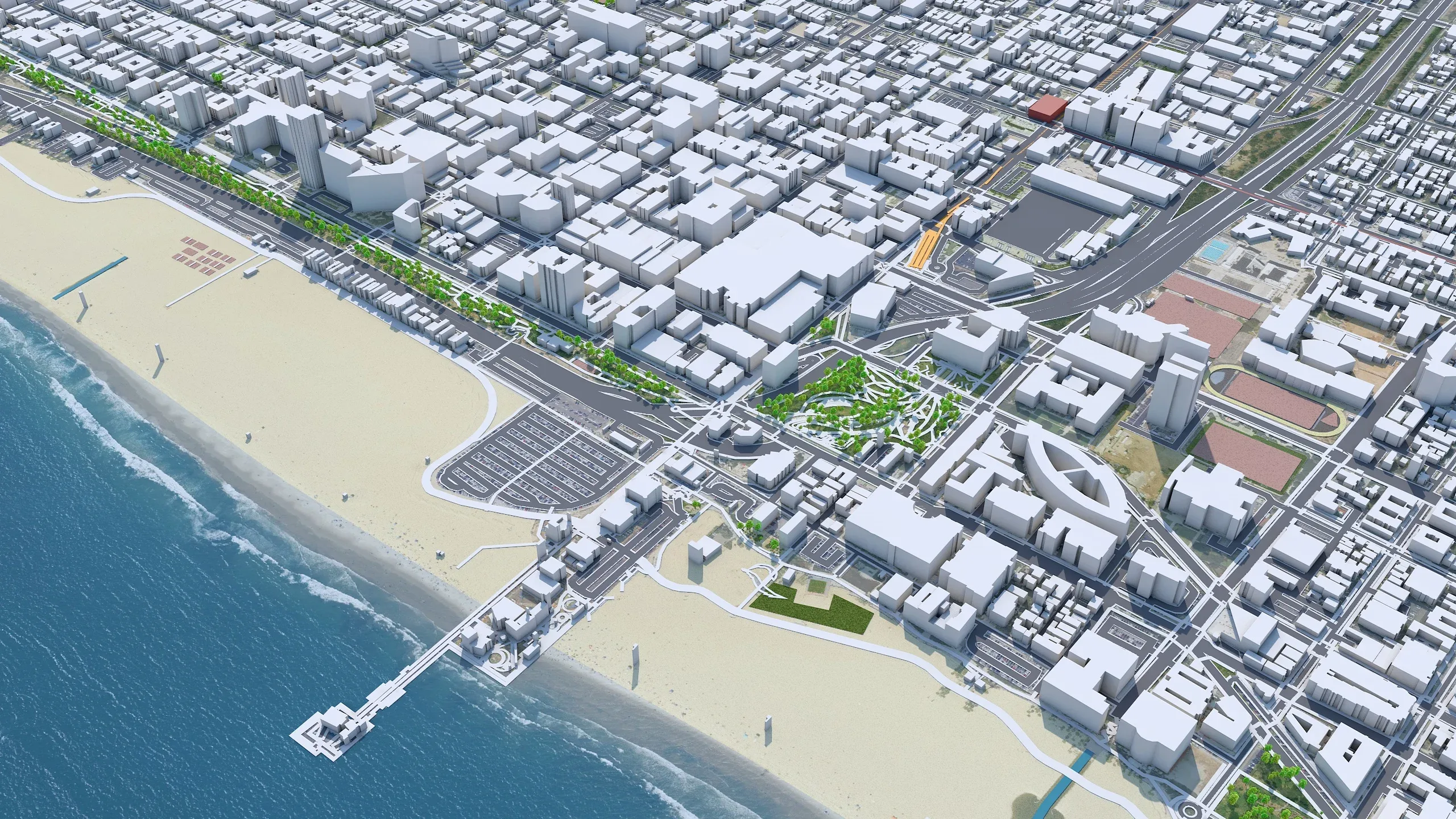 Santa Monica Downtown City California USA 3D Model 6KM