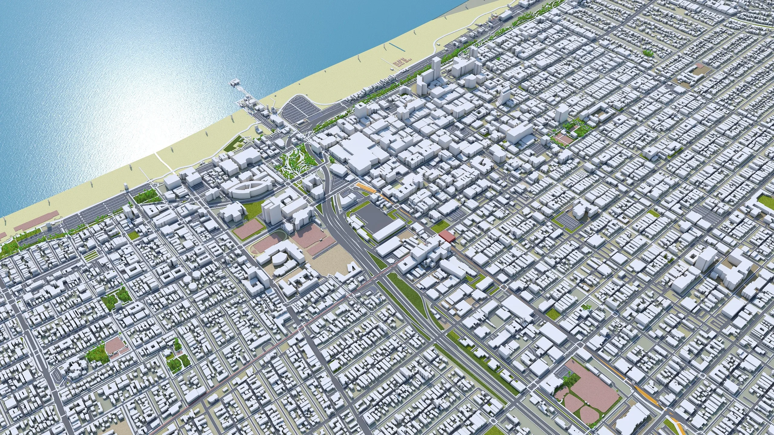 Santa Monica Downtown City California USA 3D Model 6KM