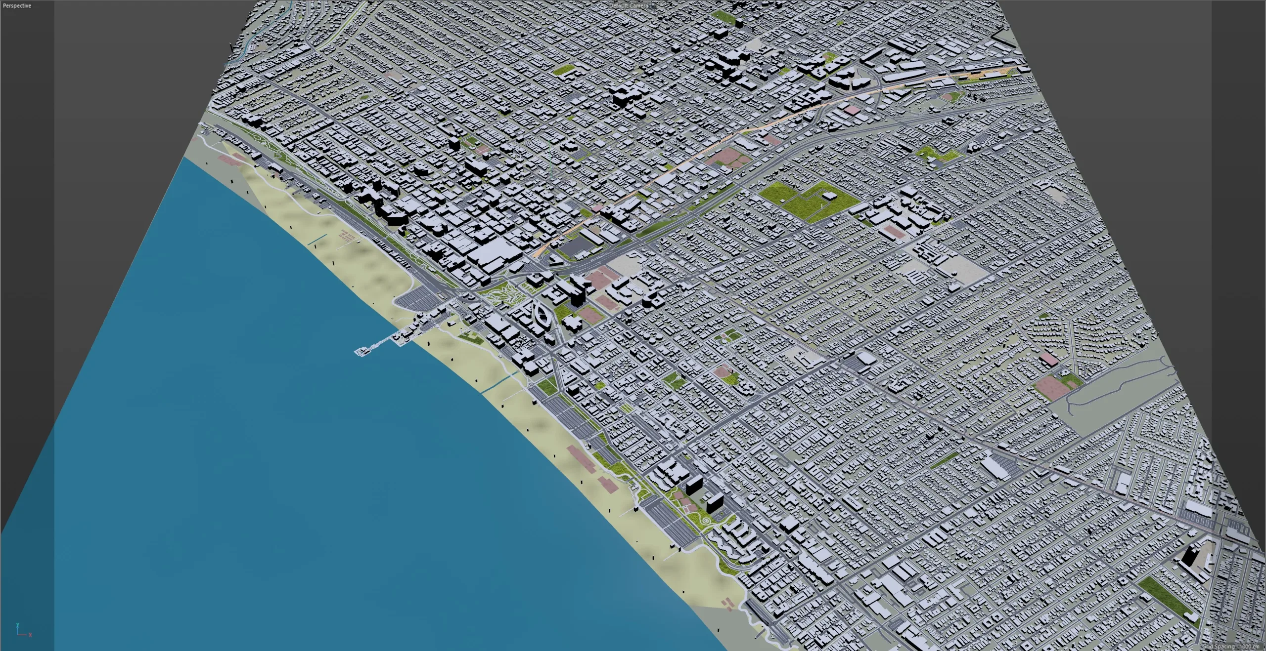 Santa Monica Downtown City California USA 3D Model 6KM