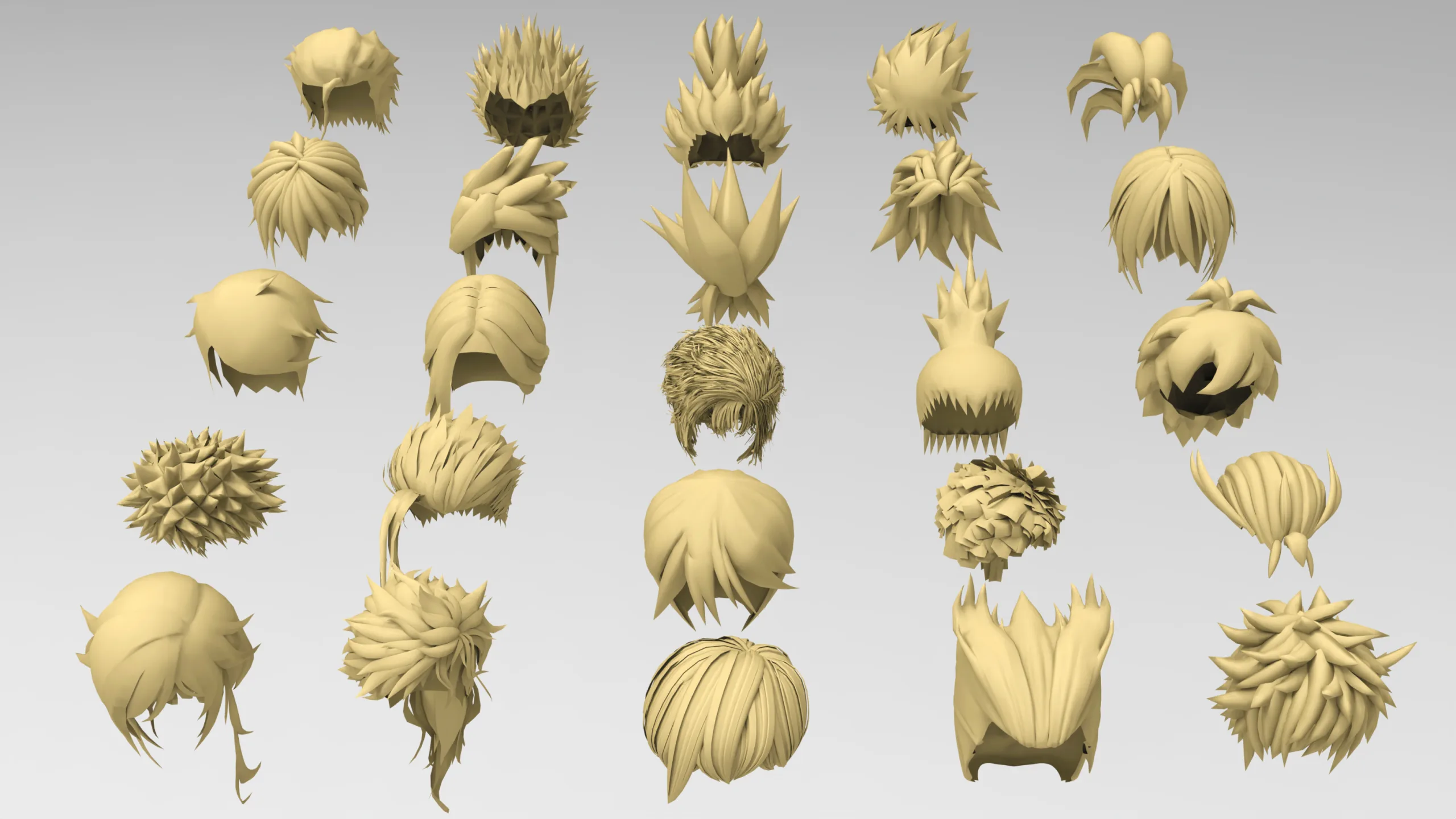 25 male anime hair pack 2