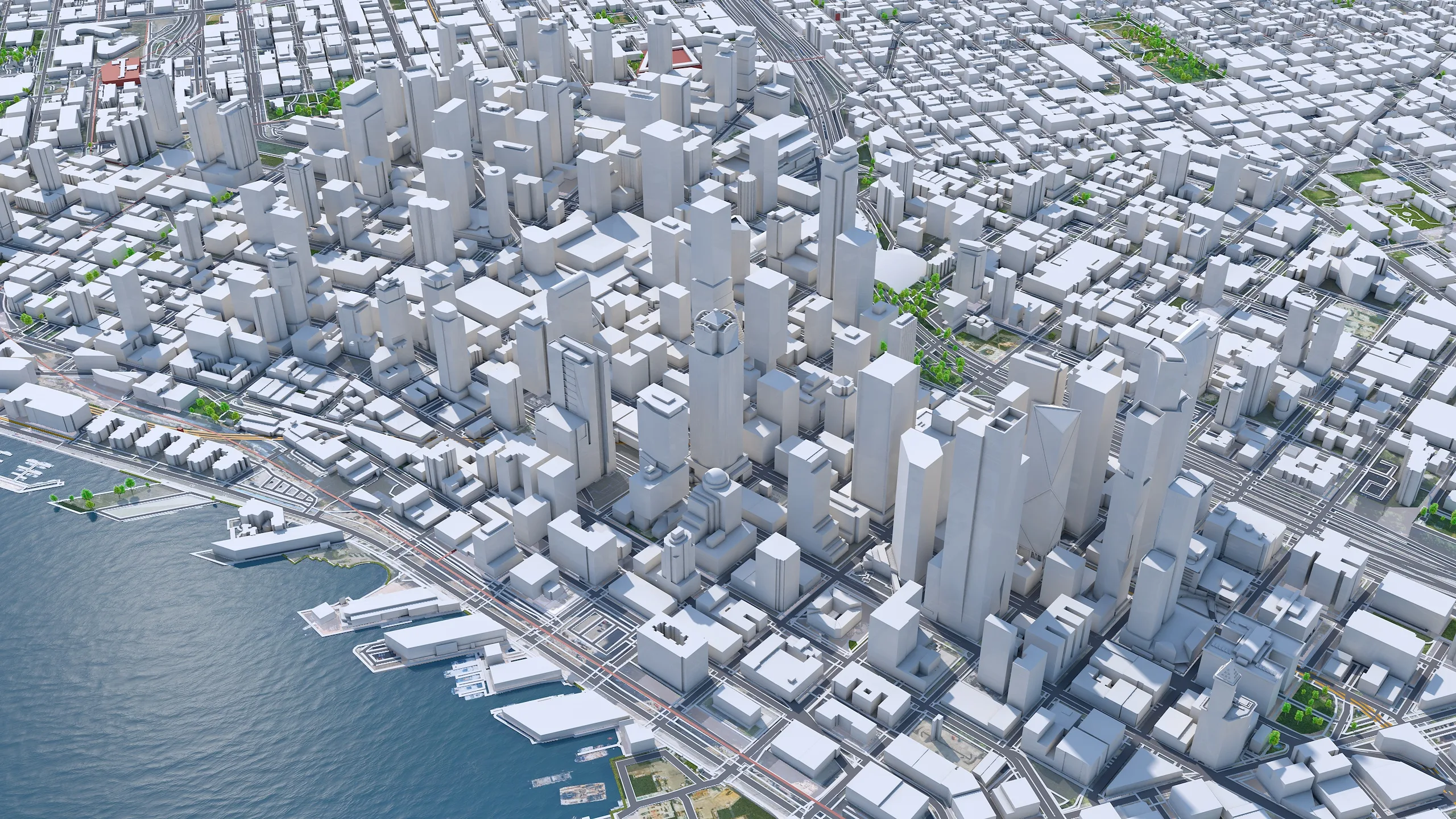 Seattle City Washington 3D Model 55km