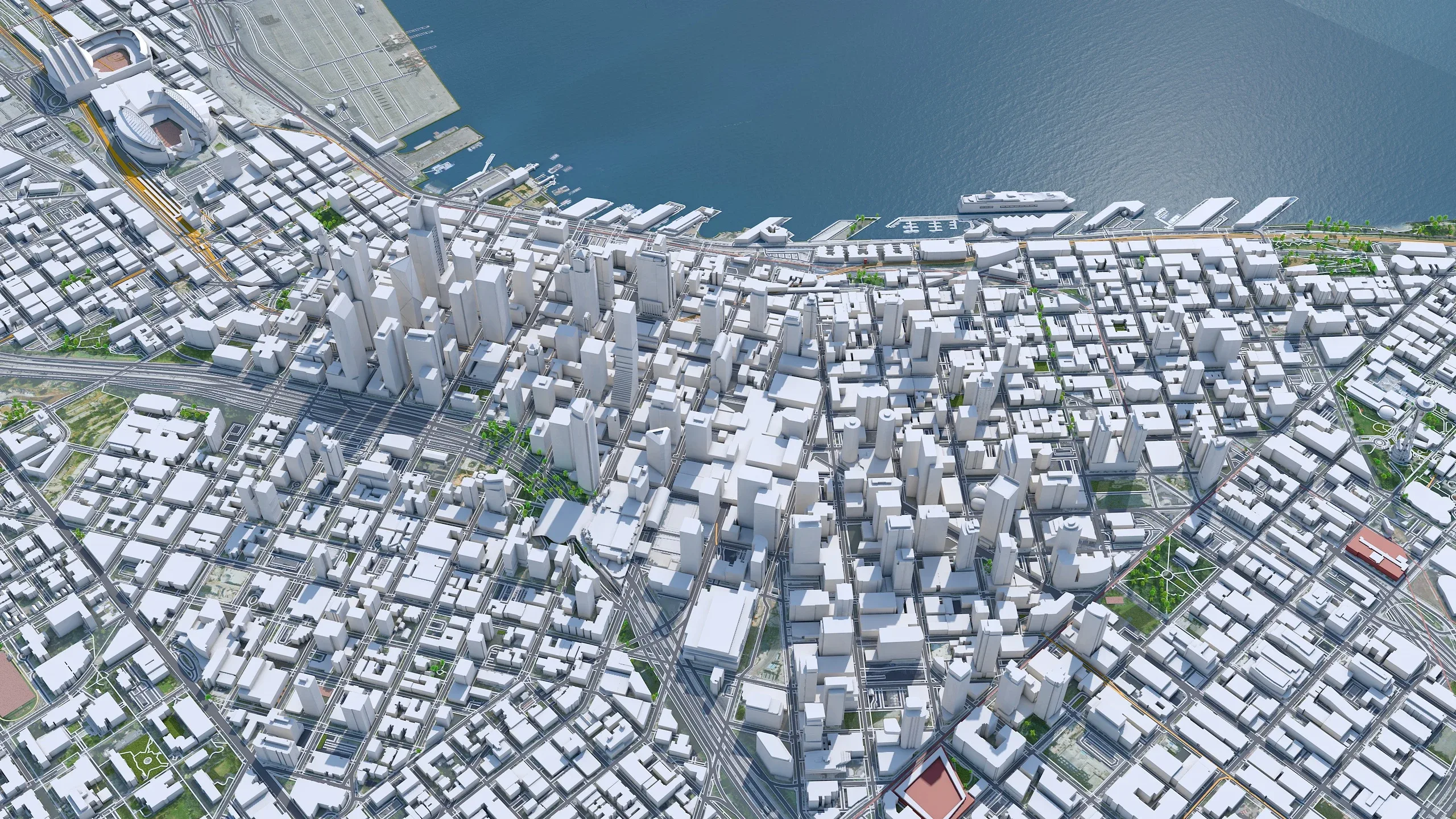 Seattle City Washington 3D Model 55km