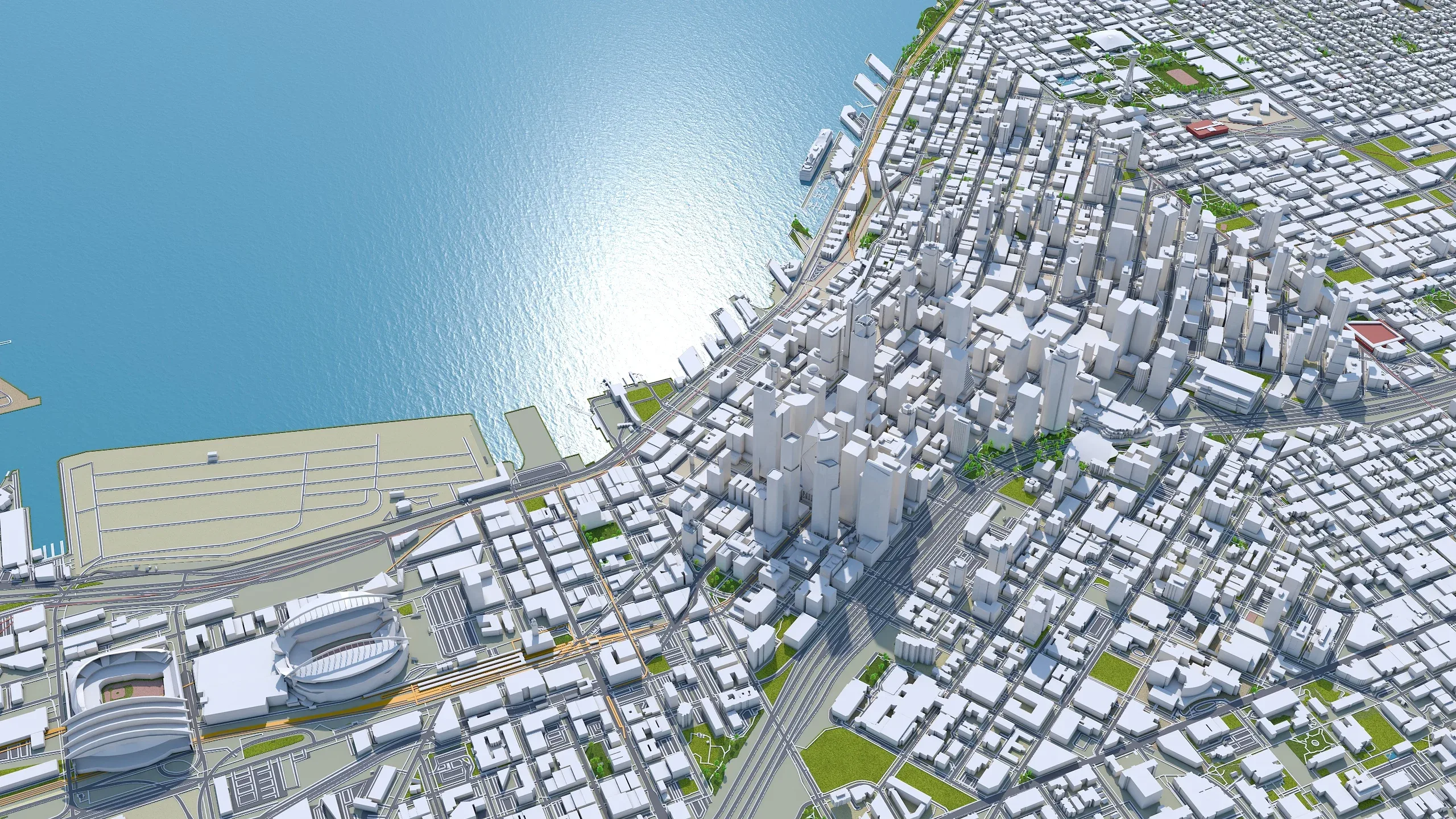 Seattle City Washington 3D Model 55km