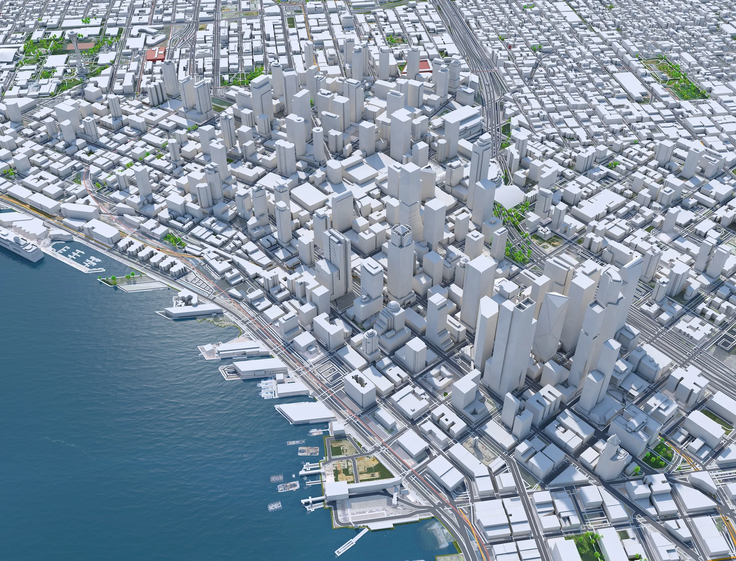 Seattle City Washington 3D Model 55km