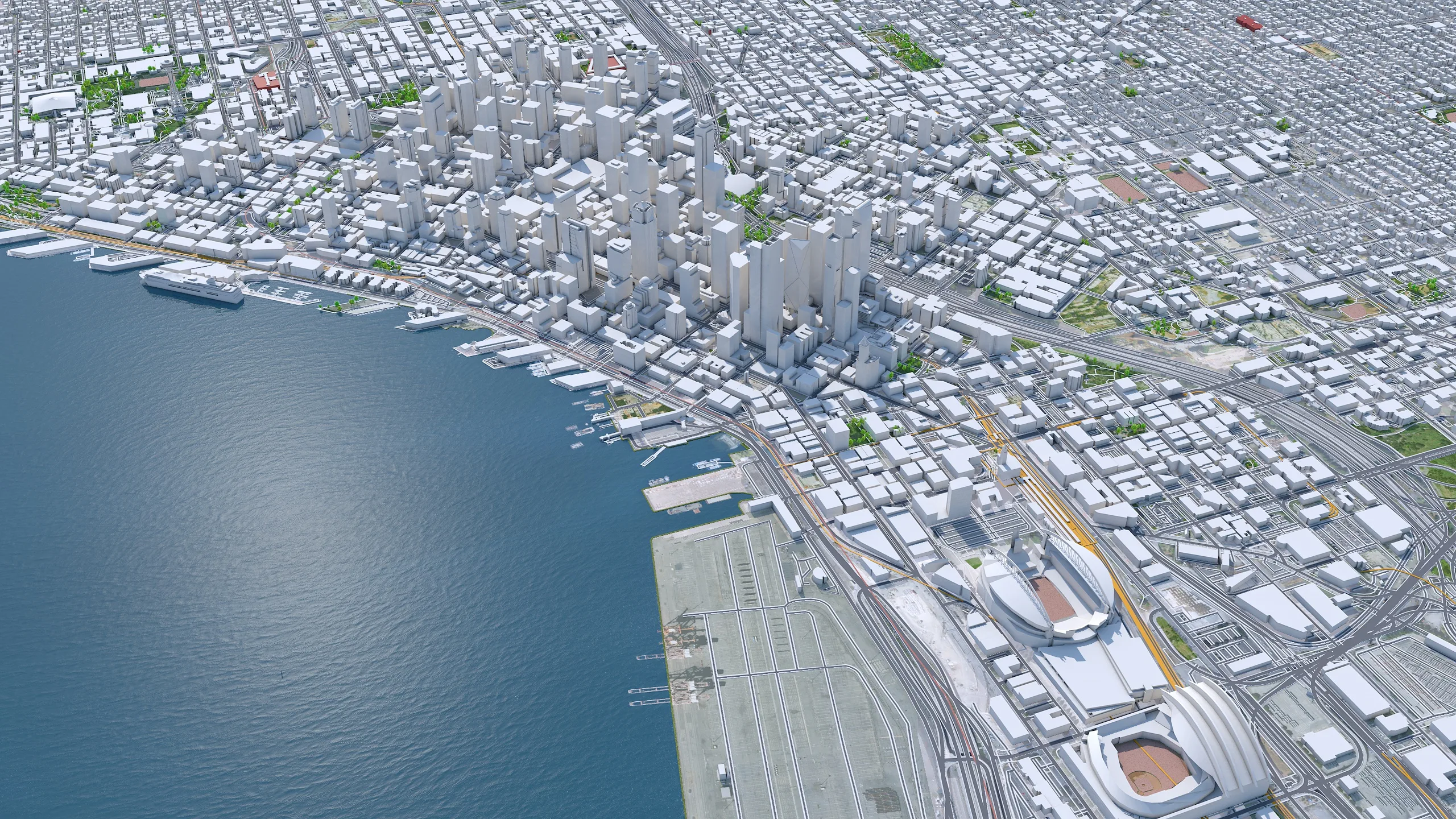 Seattle City Washington 3D Model 55km