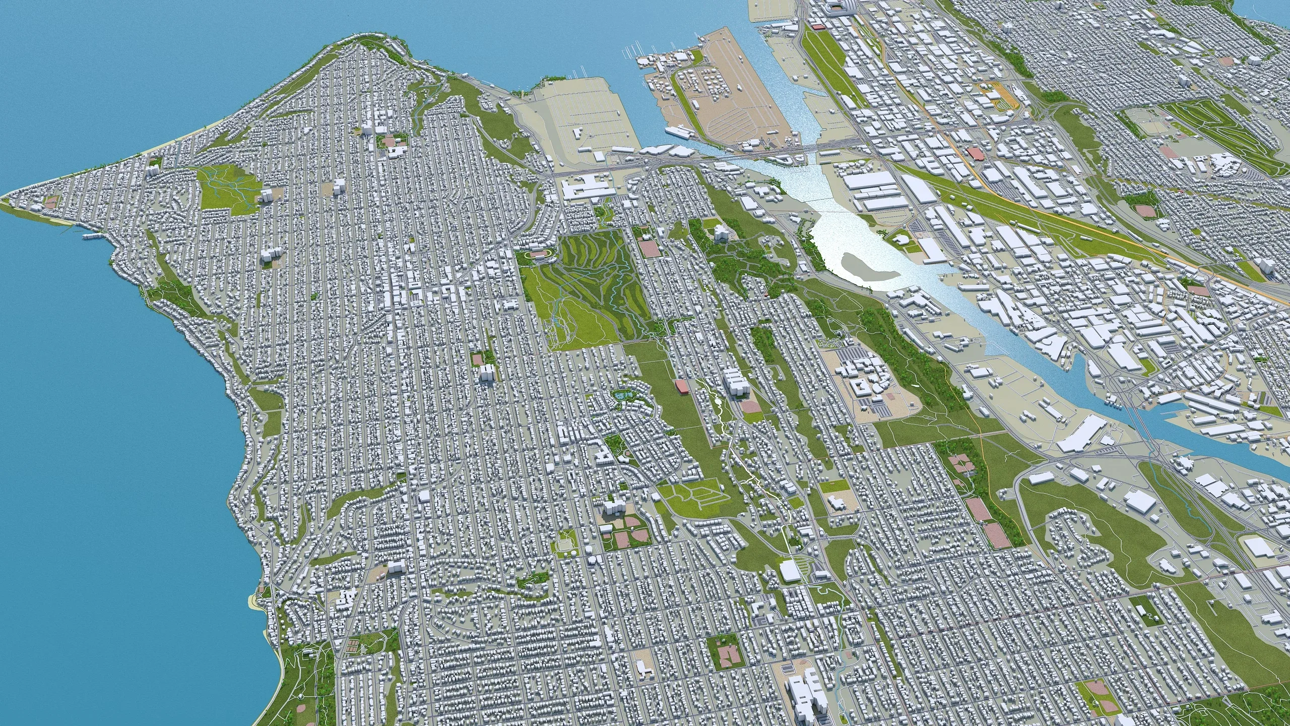 Seattle City Washington 3D Model 55km