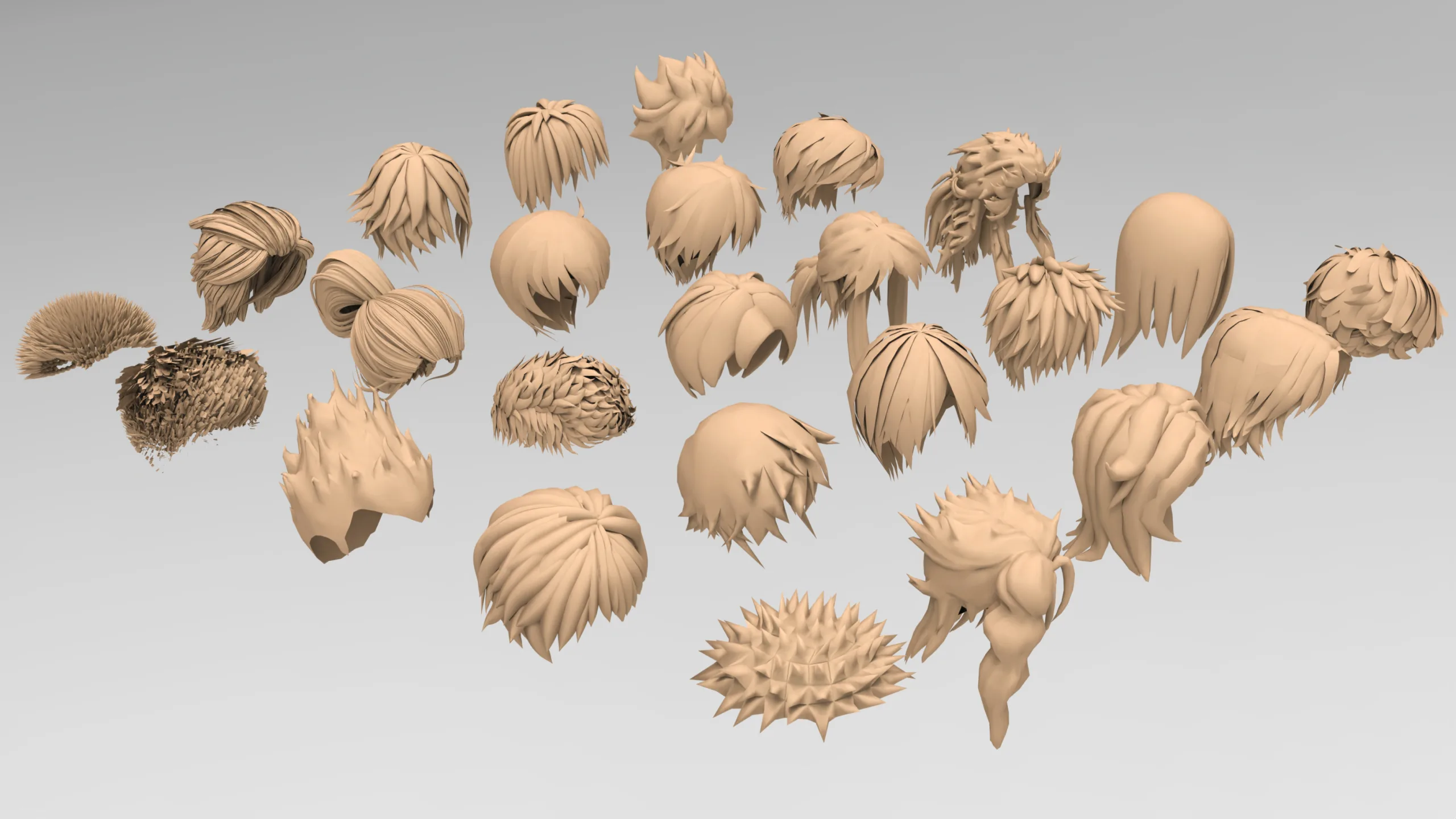 25 male anime hair pack 3