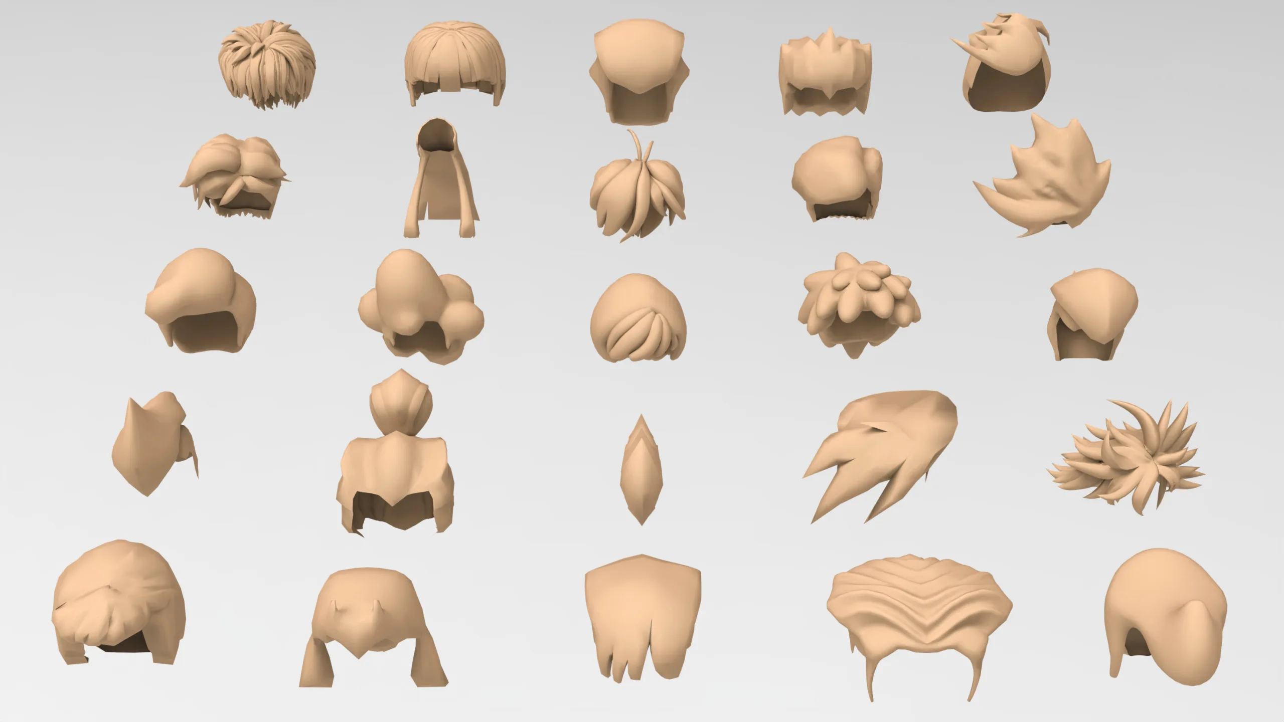 25 cartoon male hair pack 2