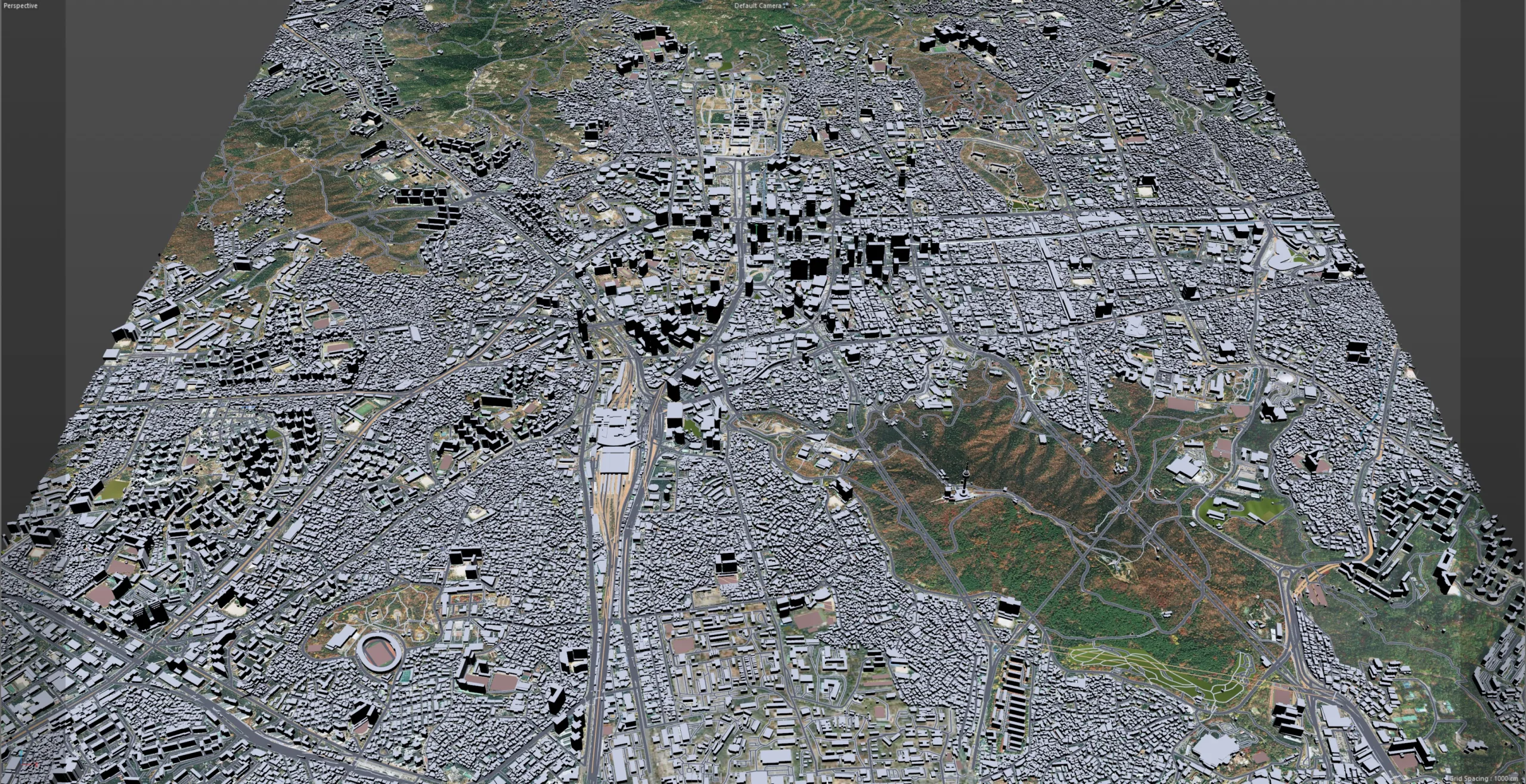 Seoul Downtown City Korea 3D Model 8km