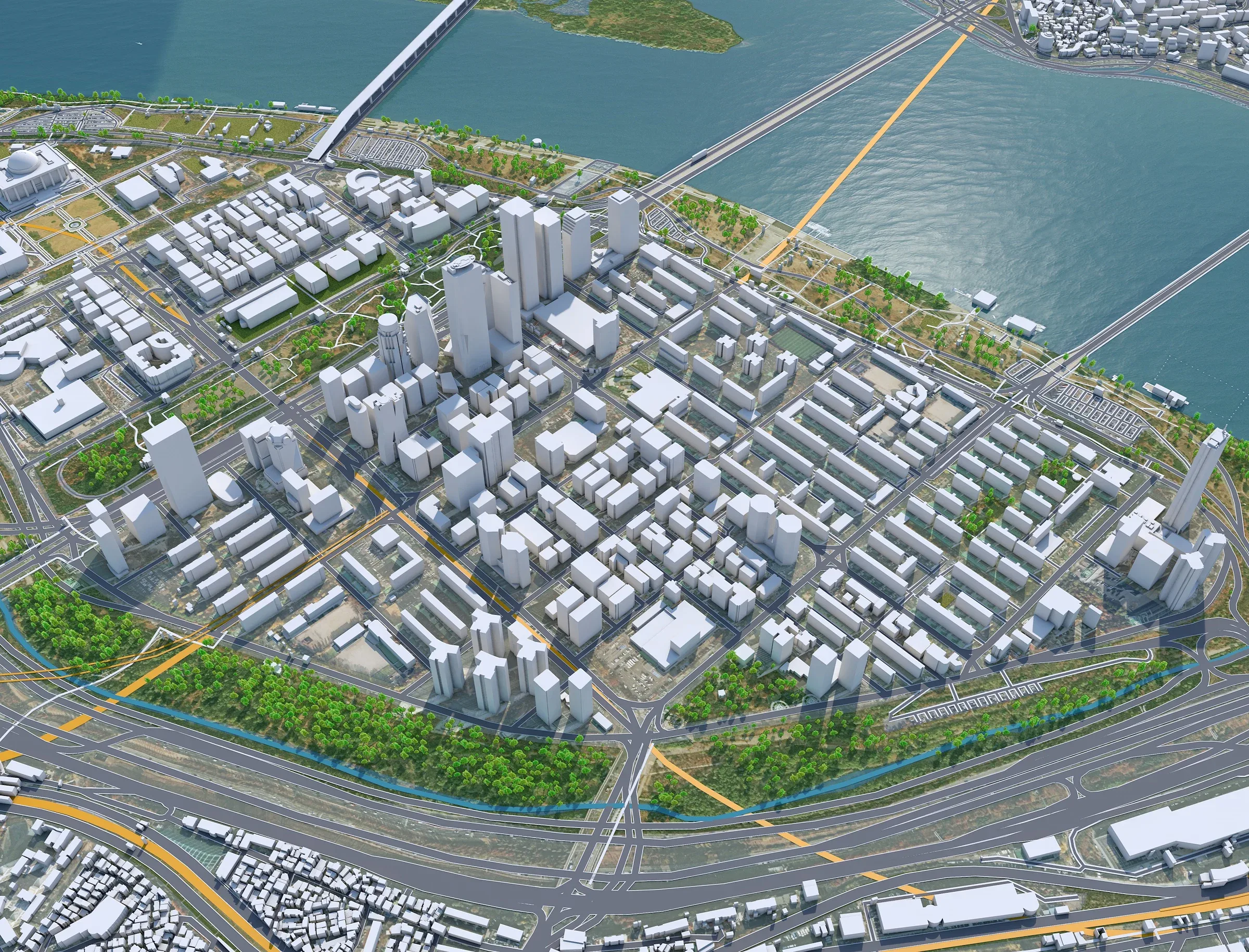 Yeouido District 3d model 8km