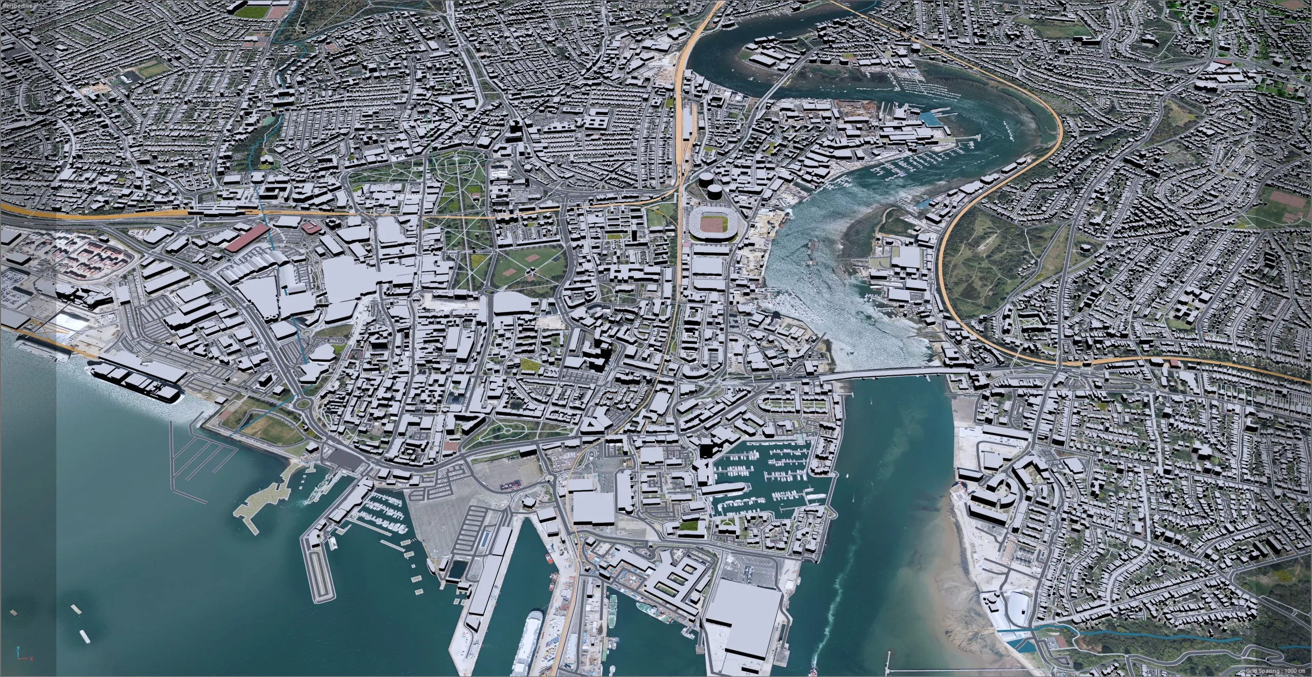 Southampton City England 3D Model 30km