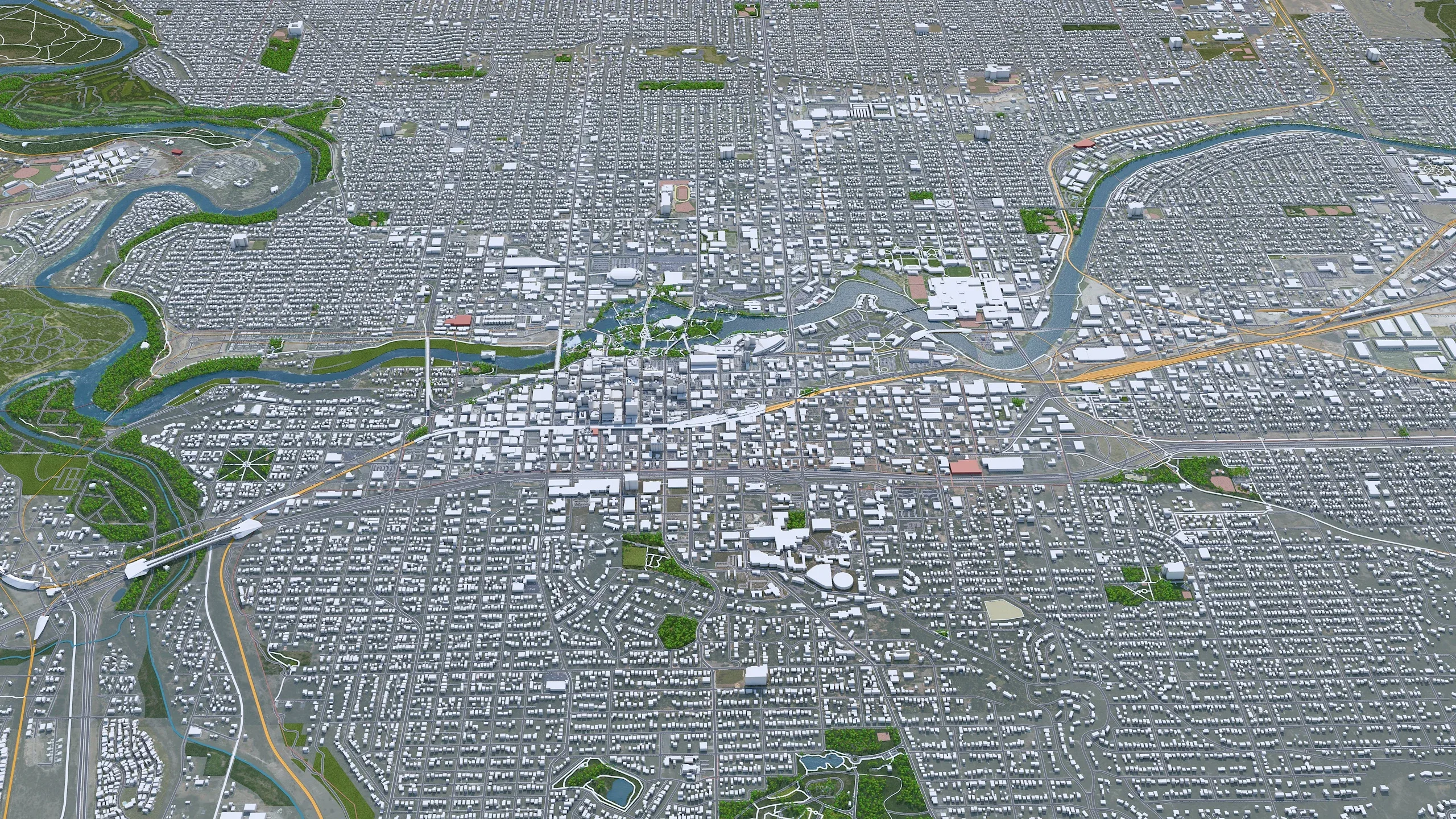 Spokane city Washington USA 3d model 35km