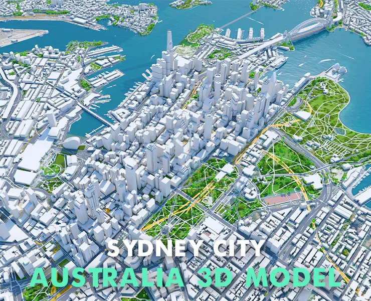 Sydney City Australia 3D Model 120km