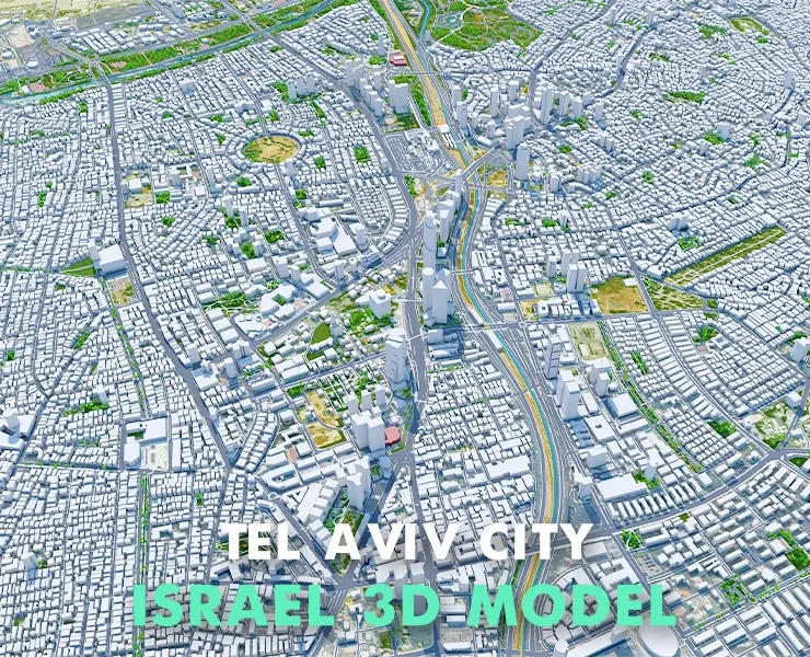 Tel Aviv City Israel 3D Model 30km