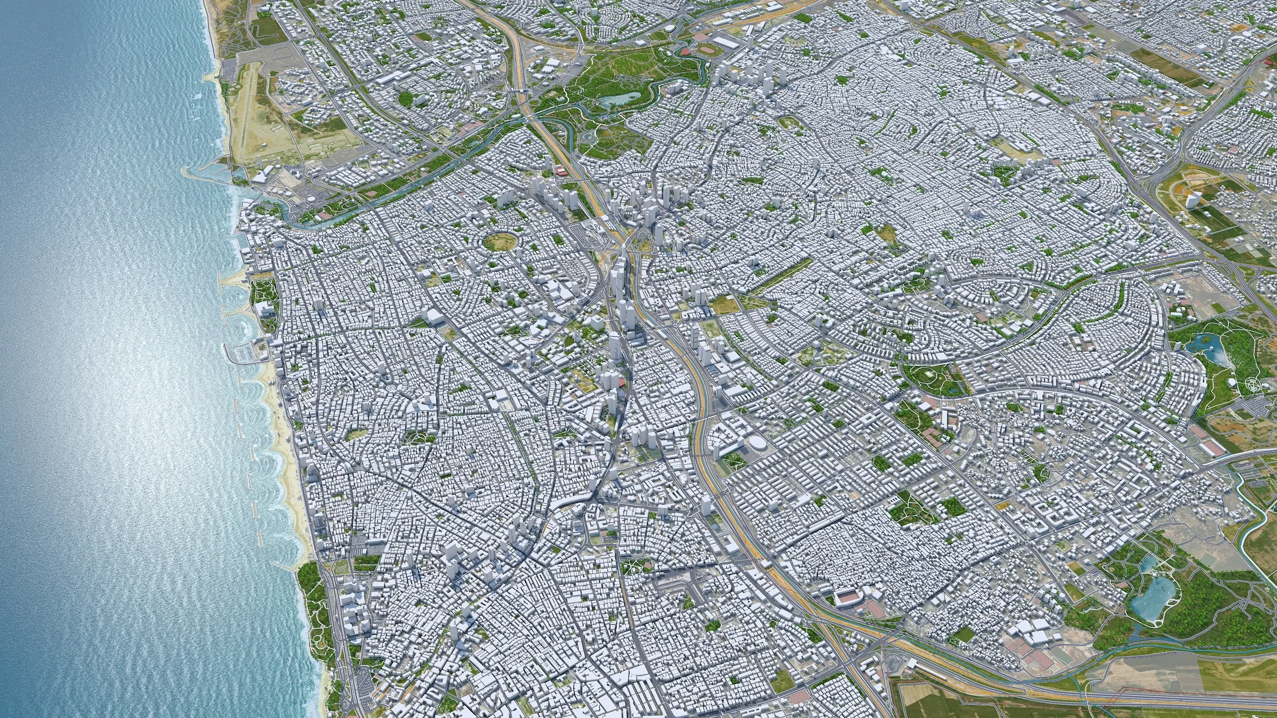Tel Aviv City Israel 3D Model 30km