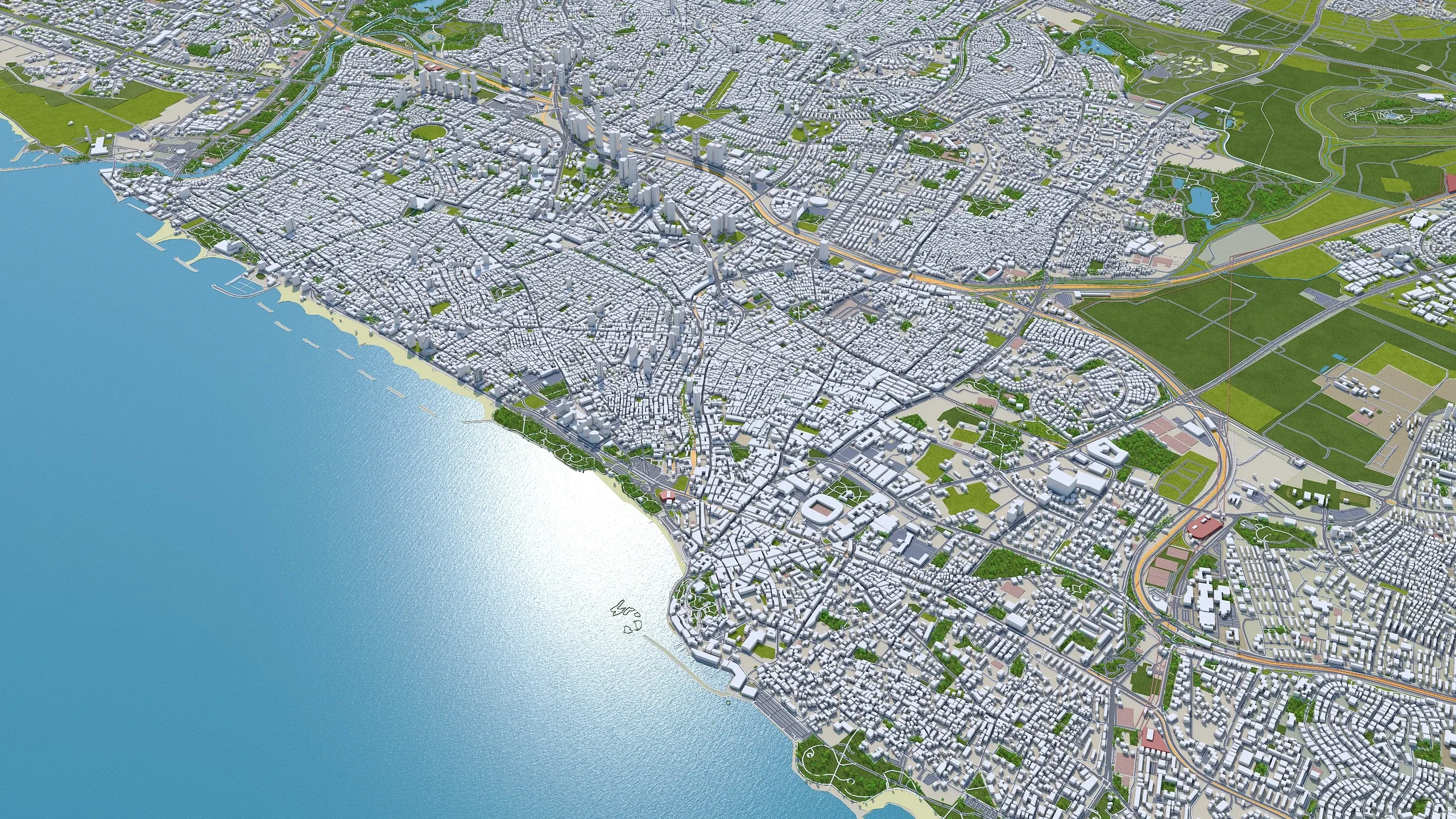 Tel Aviv City Israel 3D Model 30km