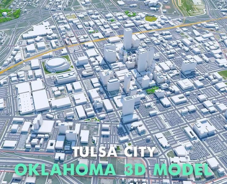 Tulsa City Oklahoma 3D Model 60km