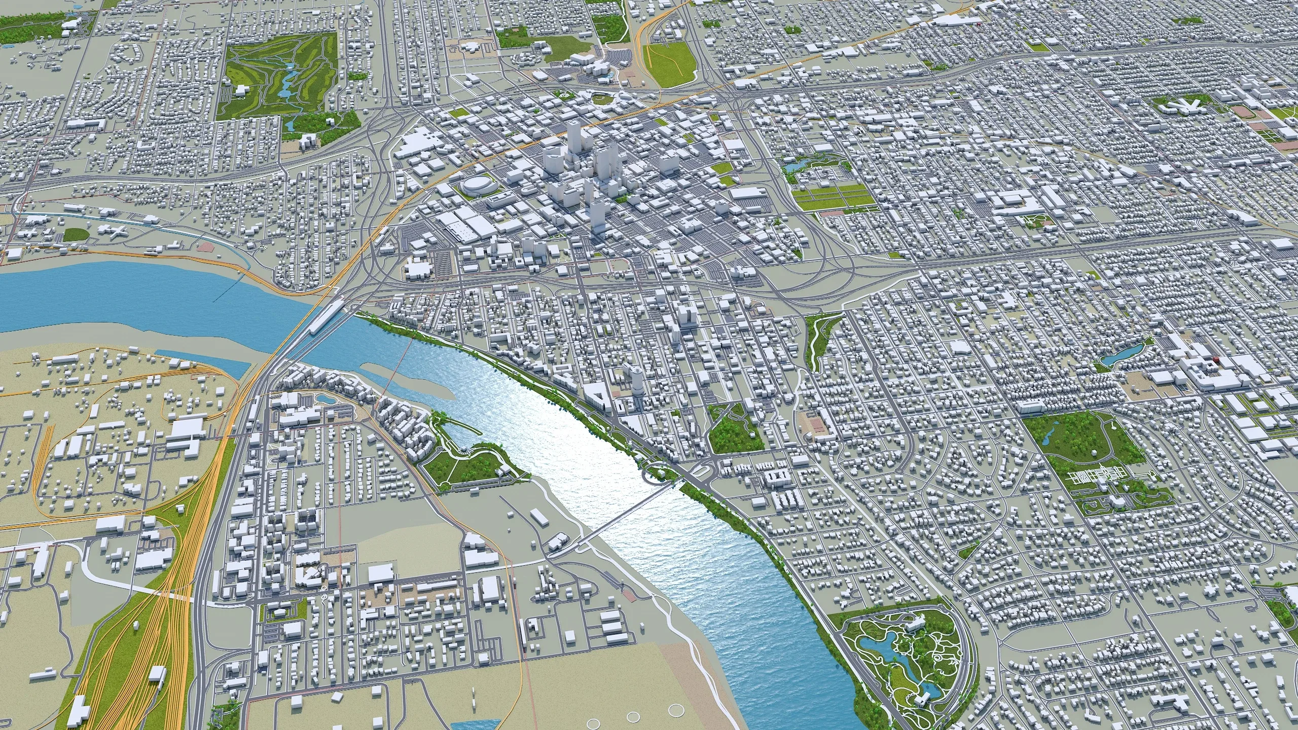 Tulsa City Oklahoma 3D Model 60km