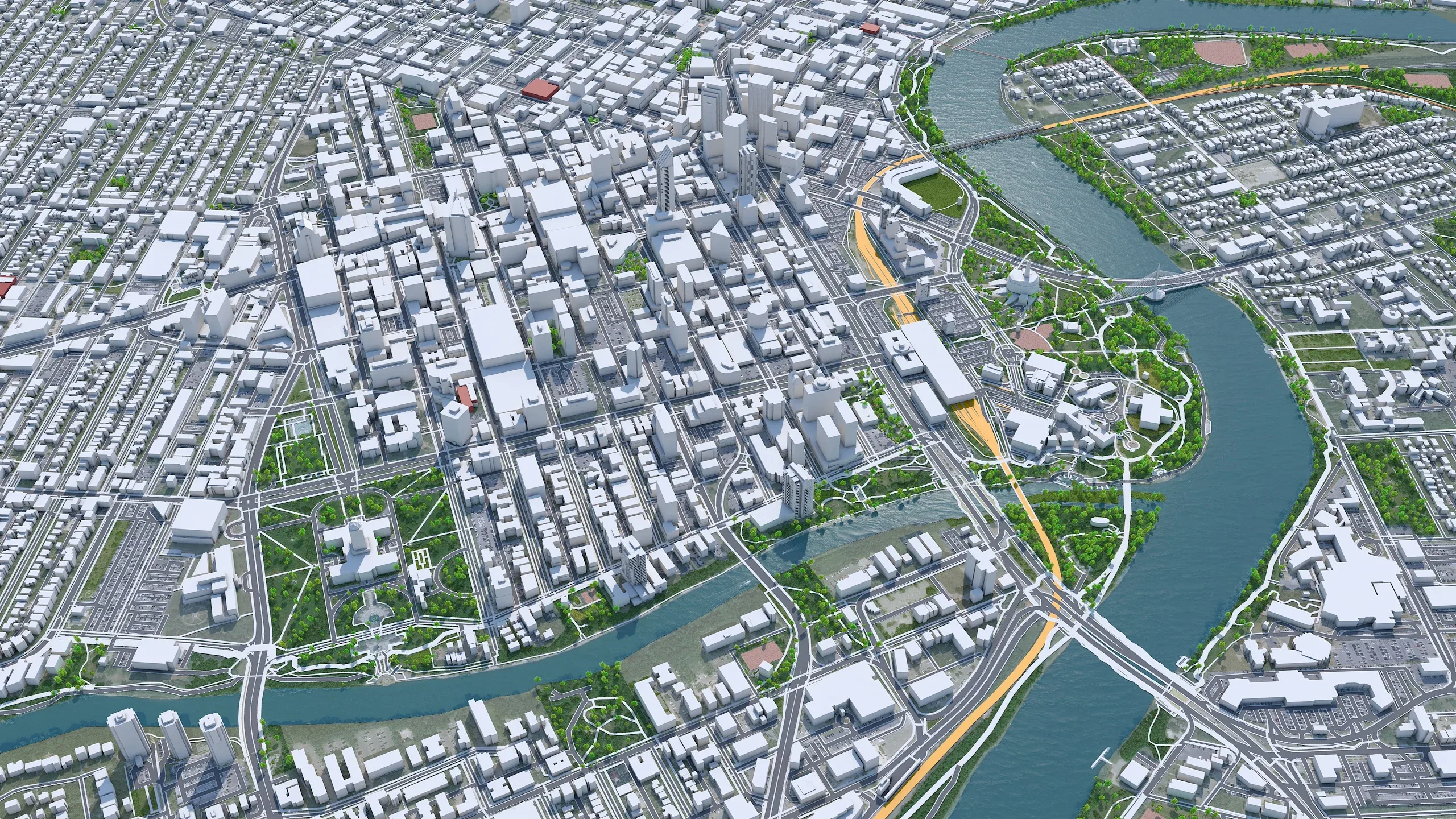 Winnipeg Manitoba Downtown City Canada 3D Model 6km