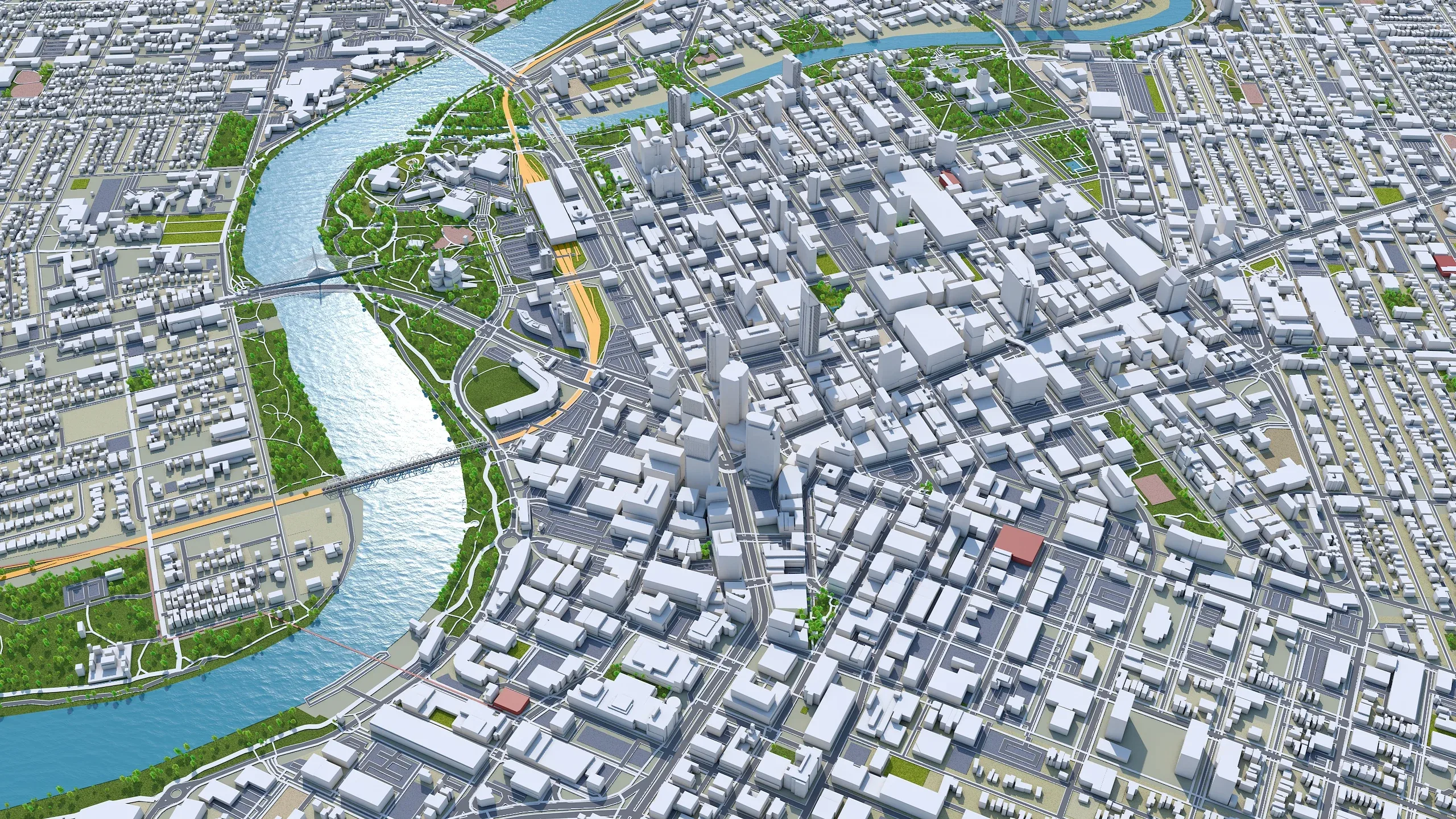 Winnipeg Manitoba Downtown City Canada 3D Model 6km