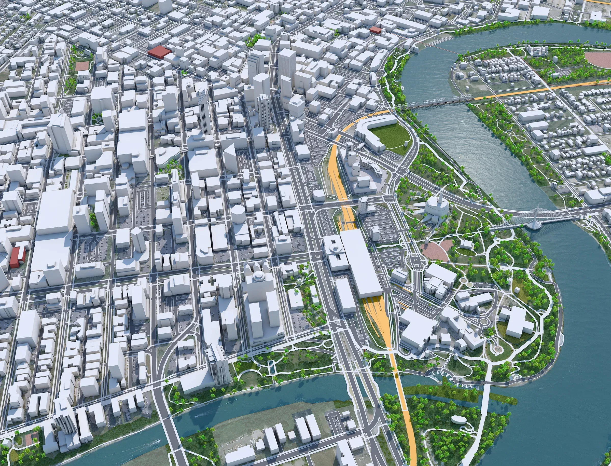 Winnipeg Manitoba Downtown City Canada 3D Model 6km