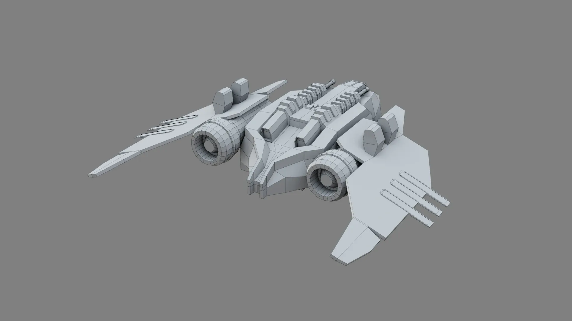 Sci-Fi Fighter Ship v1- Low Poly - Game Ready - PBR