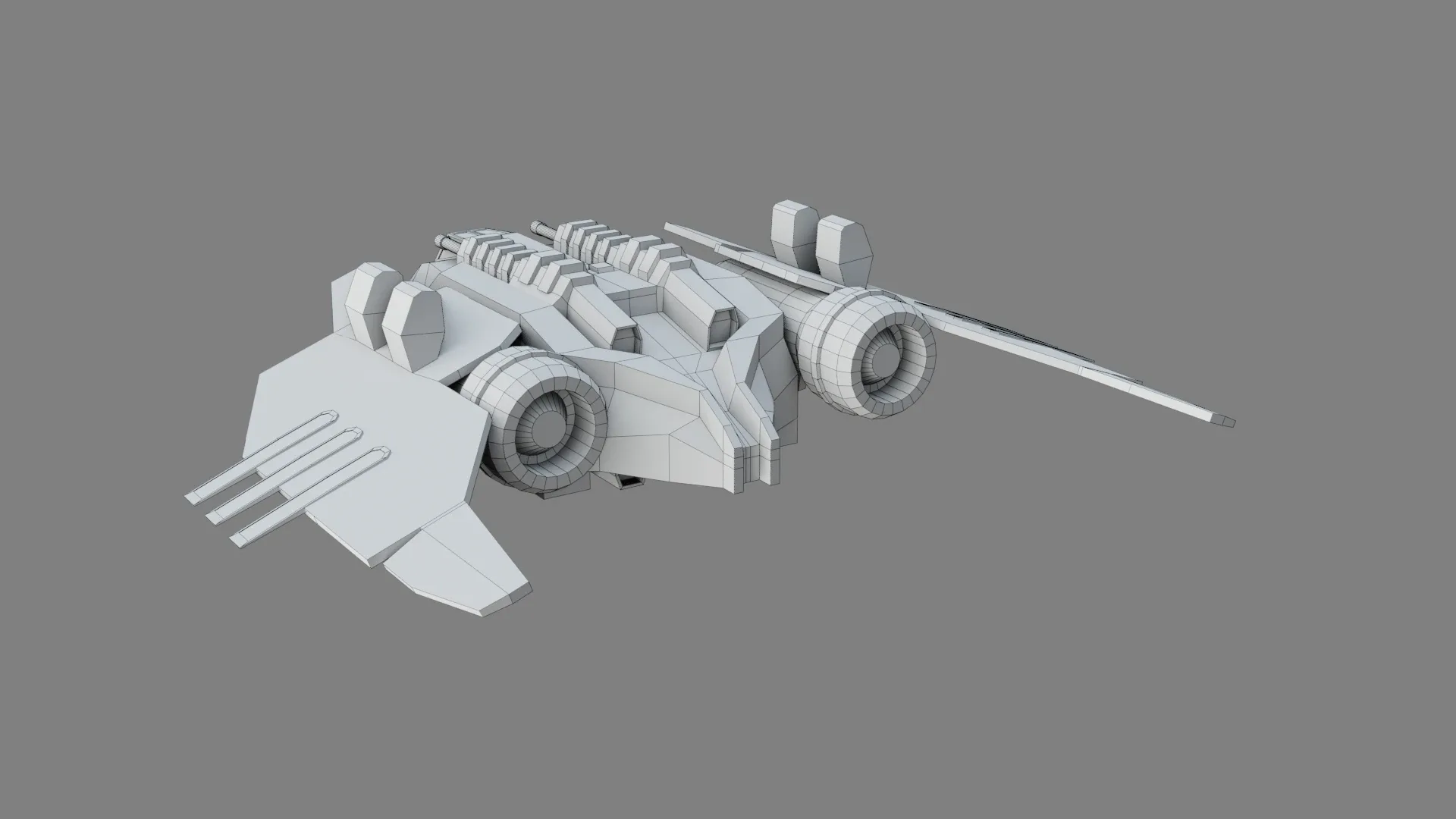 Sci-Fi Fighter Ship v1- Low Poly - Game Ready - PBR