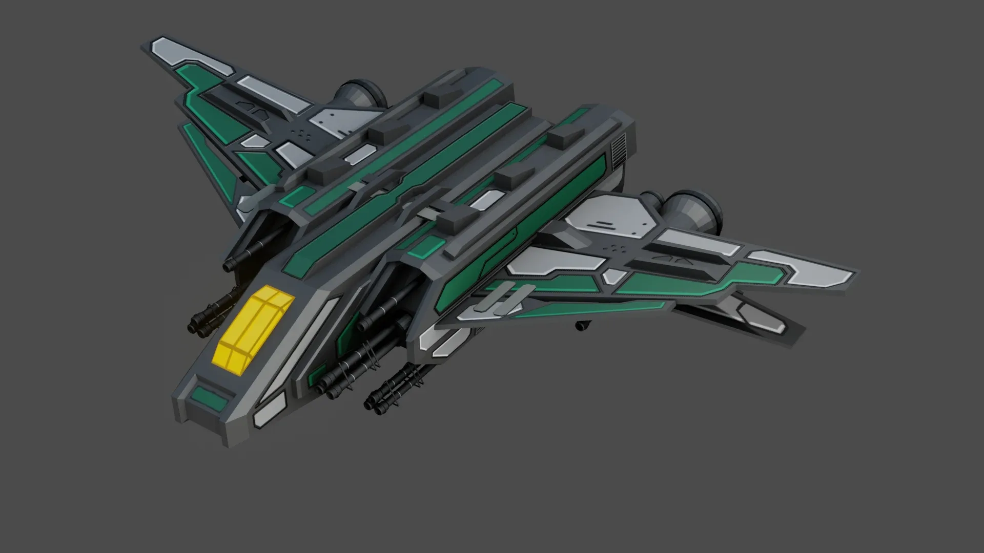 Sci-Fi  Fighter Ship -  Low Poly - Game ready - PBR