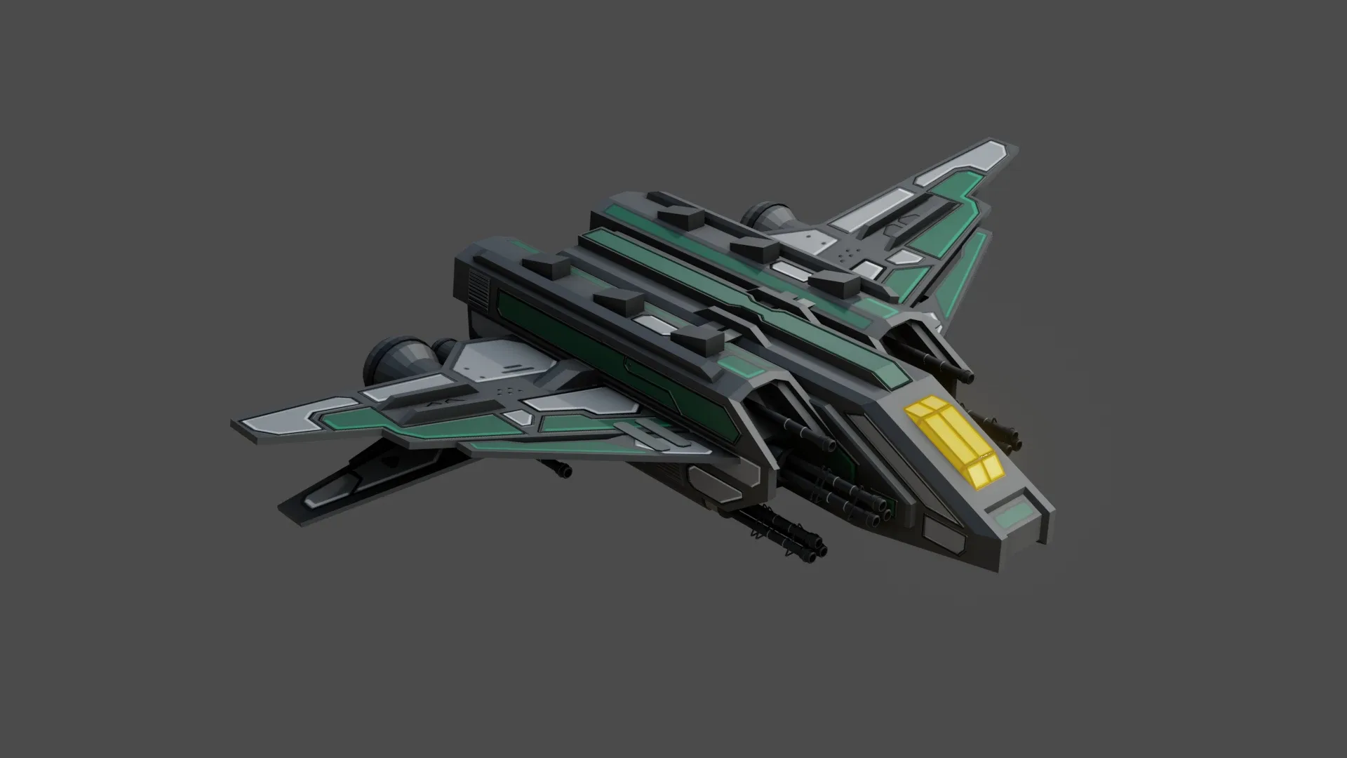 Sci-Fi  Fighter Ship -  Low Poly - Game ready - PBR