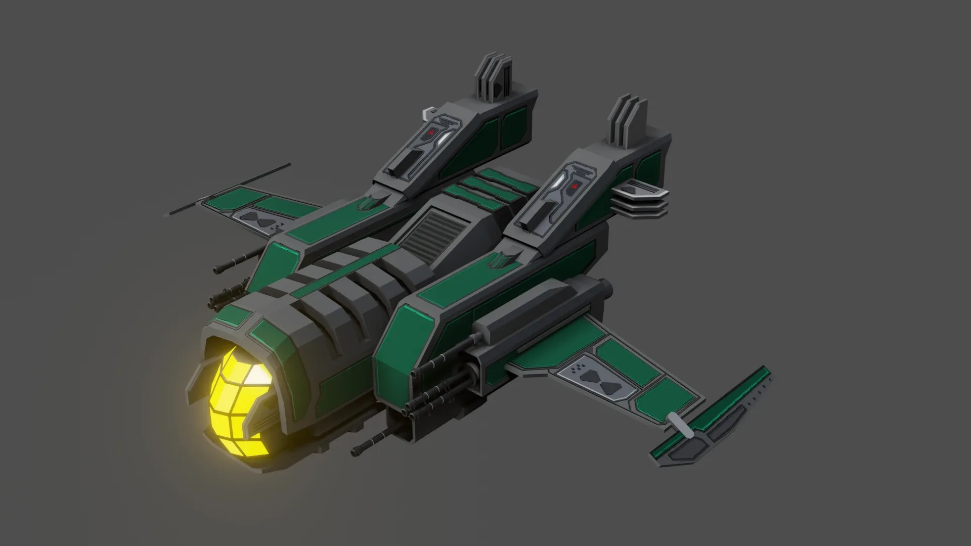 Sci-Fi Fighter Ship v3 - Low Poly - Game ready - PBR