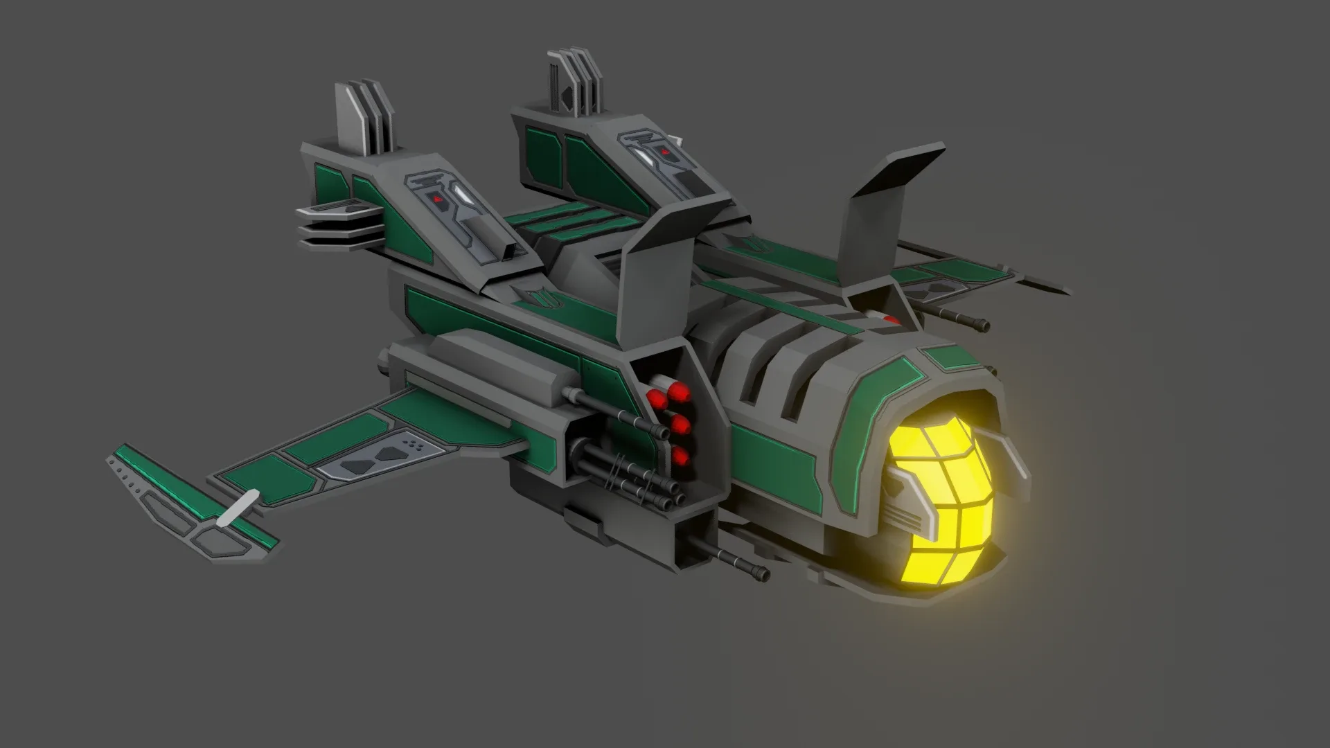 Sci-Fi Fighter Ship v3 - Low Poly - Game ready - PBR