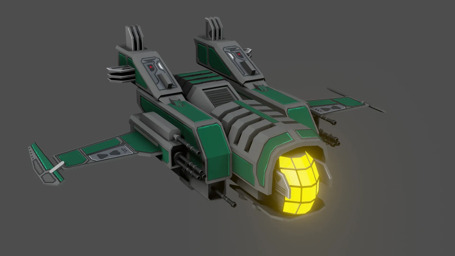 Sci-Fi Fighter Ship v3 - Low Poly - Game ready - PBR