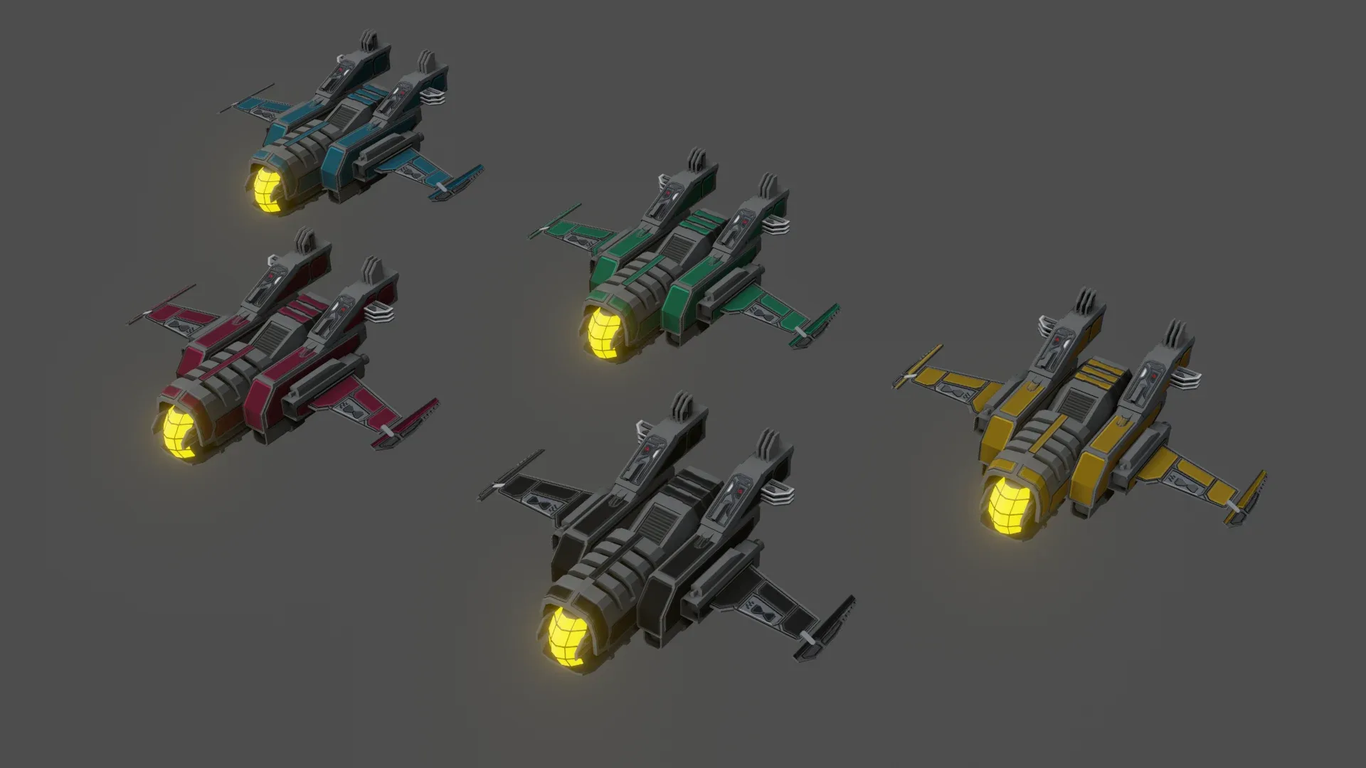 Sci-Fi Fighter Ship v3 - Low Poly - Game ready - PBR