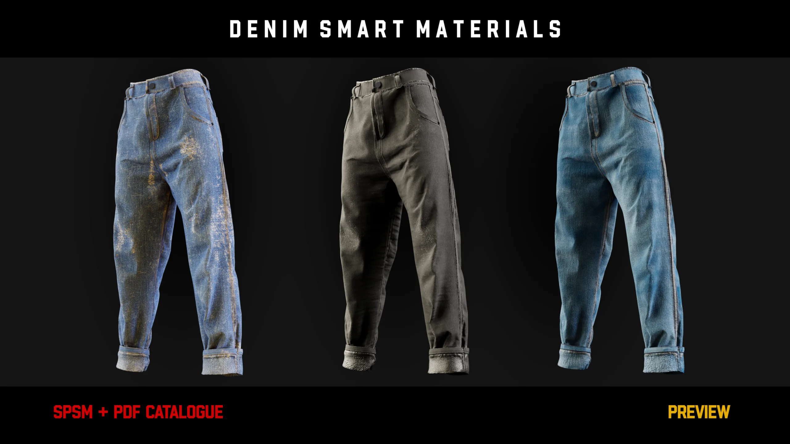 ” 15 High Detailed Denim Smart Materials ” (vol.3)